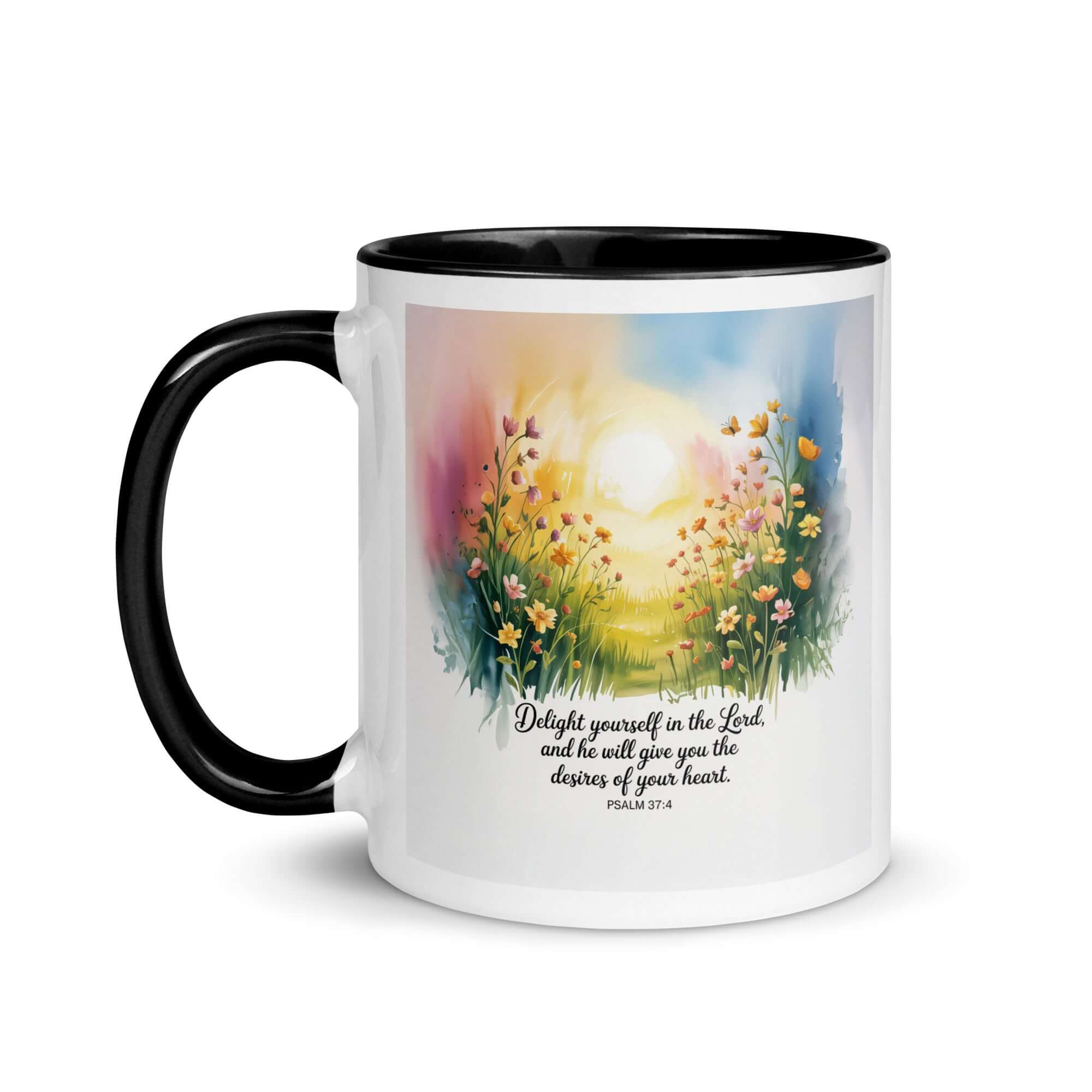 Psalm 37:4 Bible Verse, will give White Ceramic Mug with Color Inside