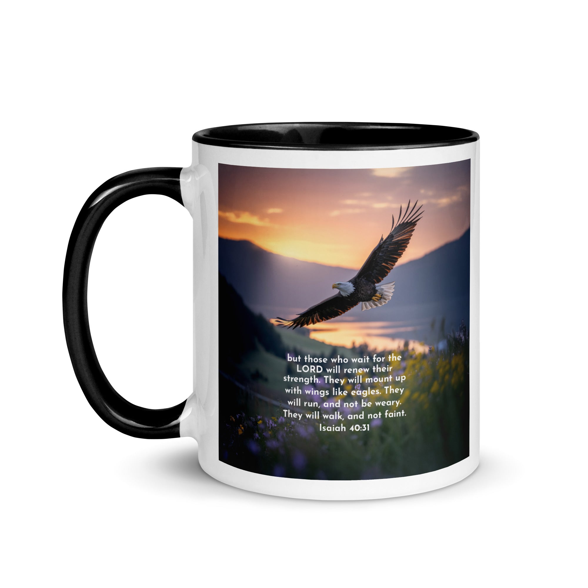 Isaiah 40:31 Bible Verse Renew Strength White Ceramic Mug with Color Inside