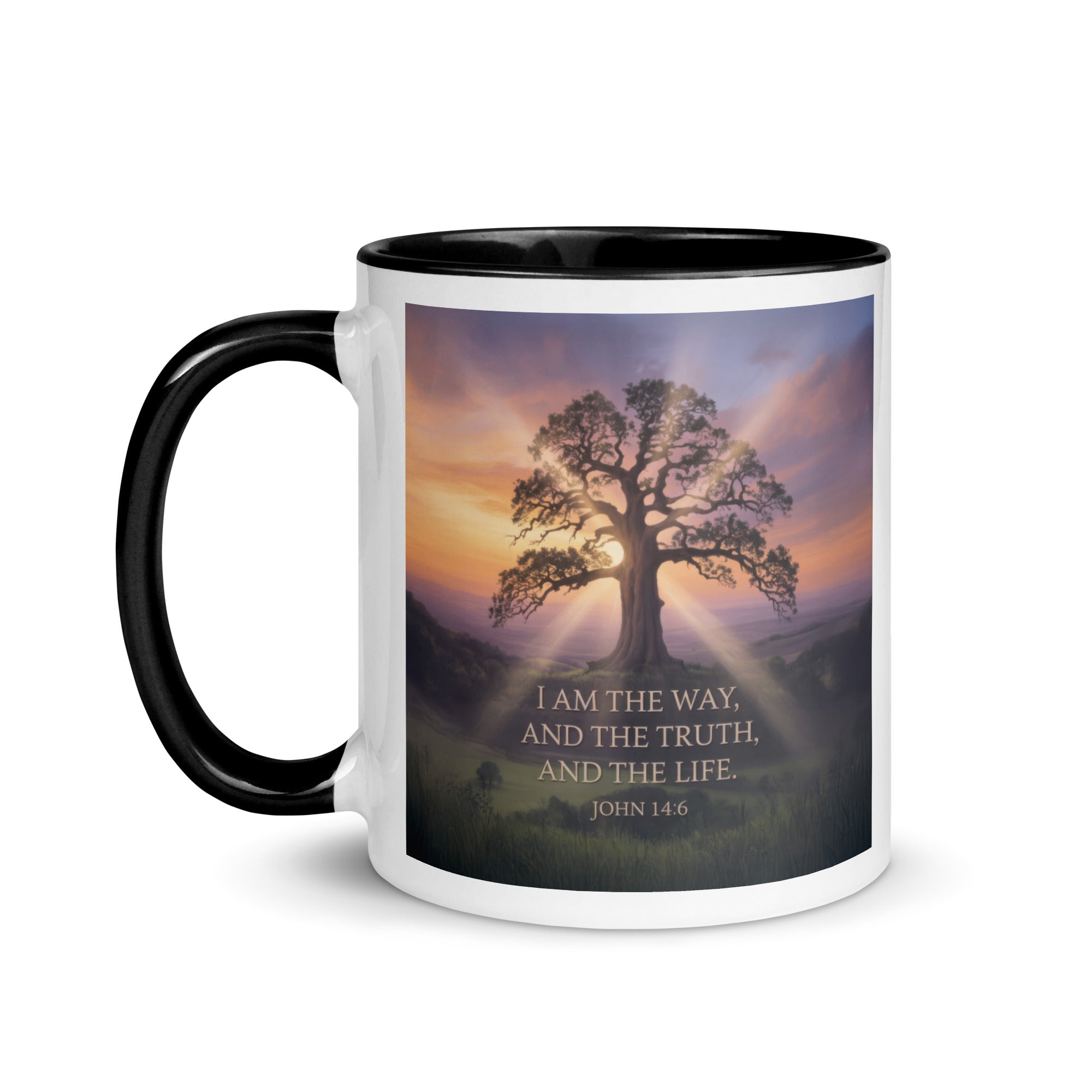 John 14:6 Bible Verse Jesus said White Ceramic Mug with Color Inside