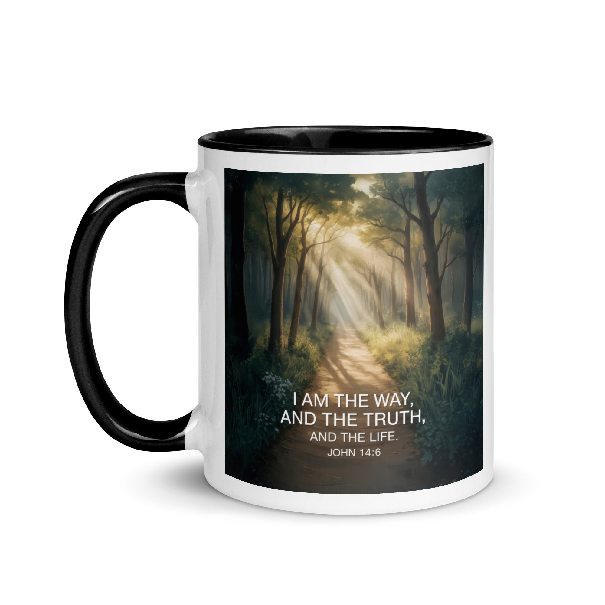 John 14:6 Bible Verse I Am White Ceramic Mug with Color Inside