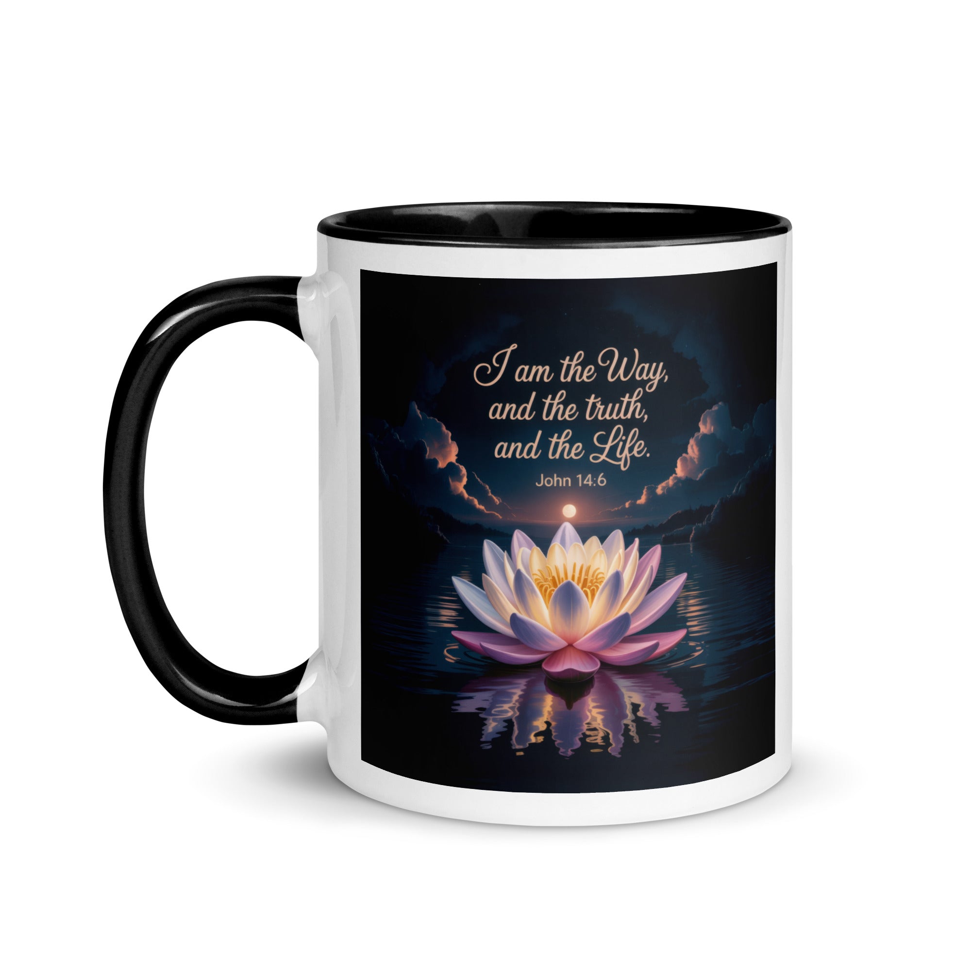 John 14:6 Bible Verse The Way White Ceramic Mug with Color Inside