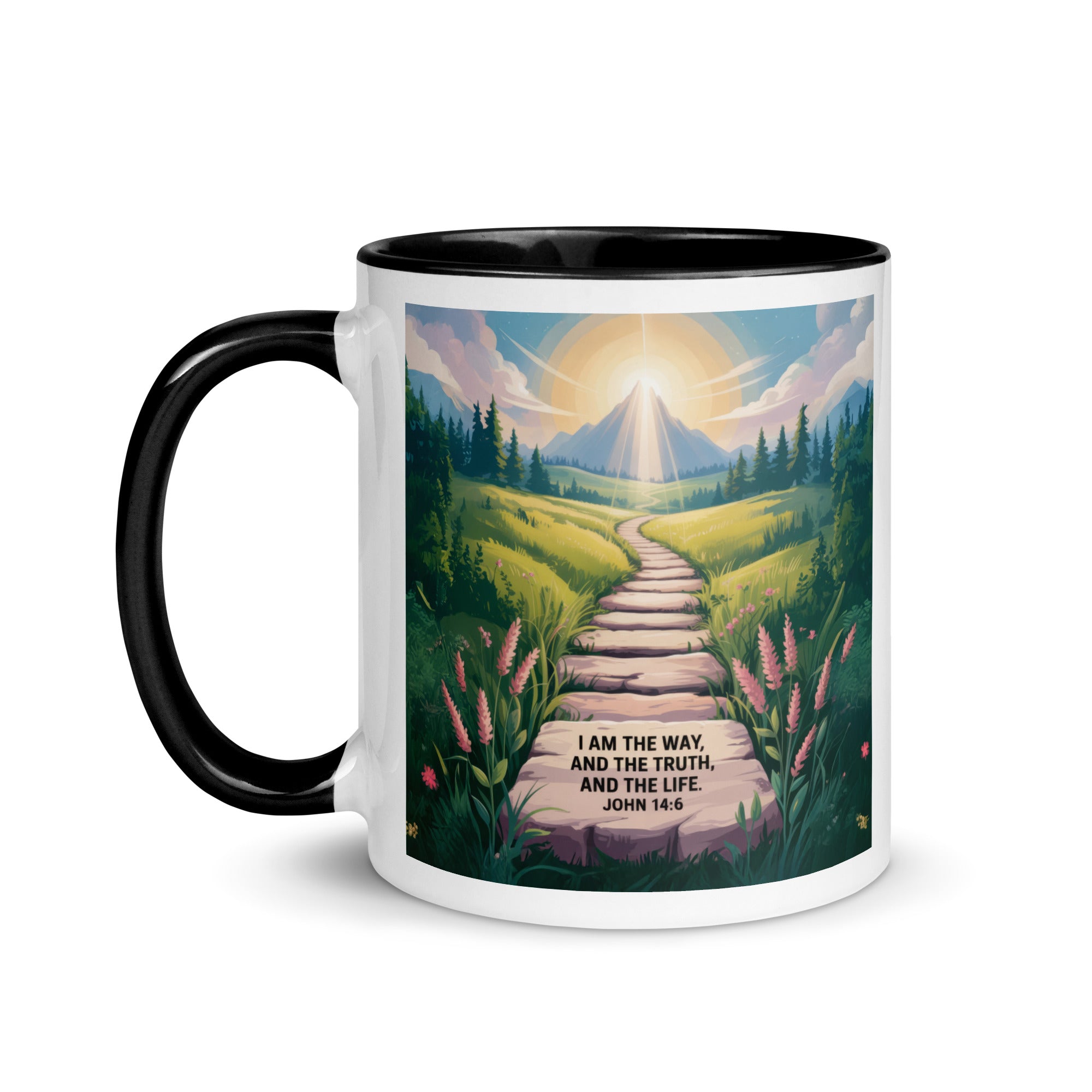 John 14:6 Bible Verse The Truth White Ceramic Mug with Color Inside