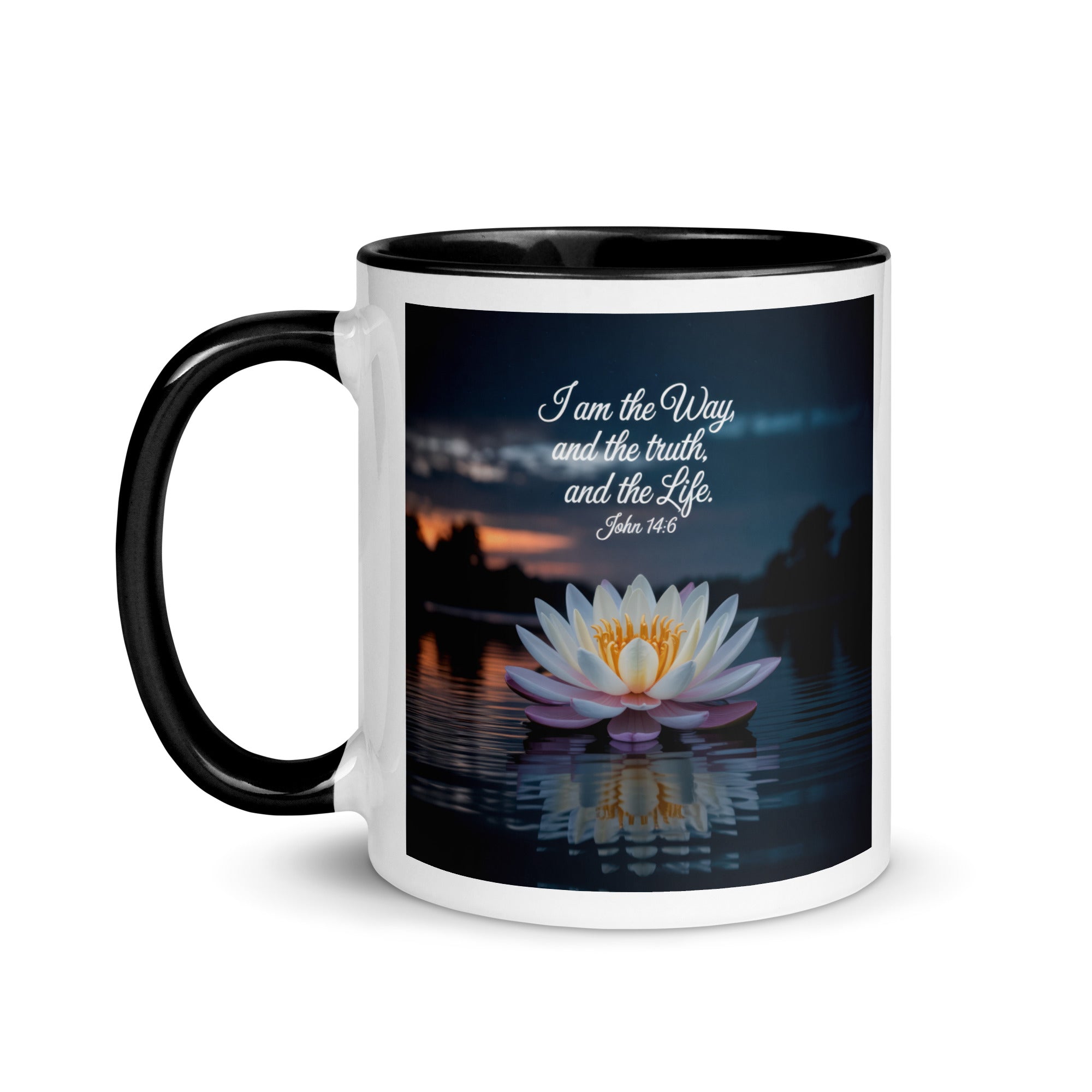 John 14:6 Bible Verse The Father White Ceramic Mug with Color Inside