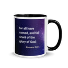 Romans 3:23 Bible Verse, all have sinned White Ceramic Mug with Color Inside Black 11 oz