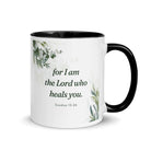 Exodus 15:26 Bible Verse, Gods voice White Ceramic Mug with Color Inside Black 11 oz
