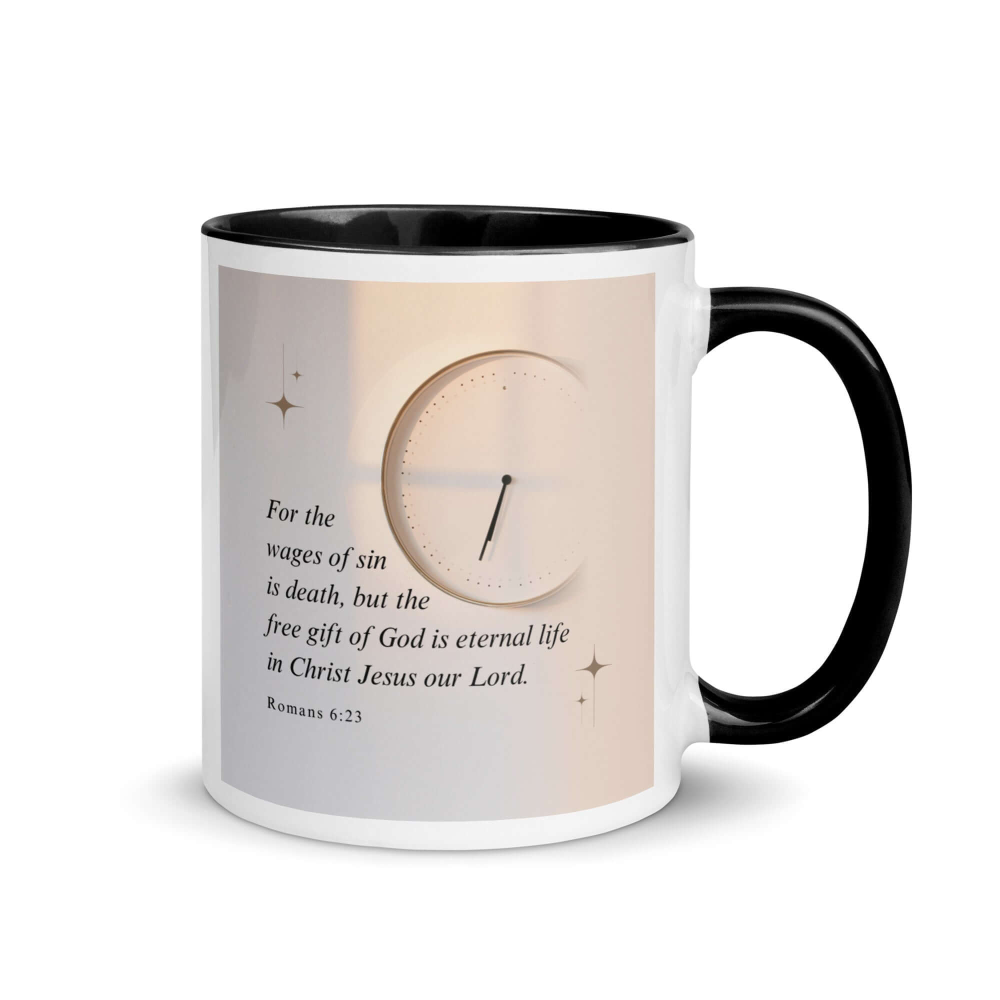 Romans 6:23 Bible Verse, our Lord White Ceramic Mug with Color Inside Black 11 oz