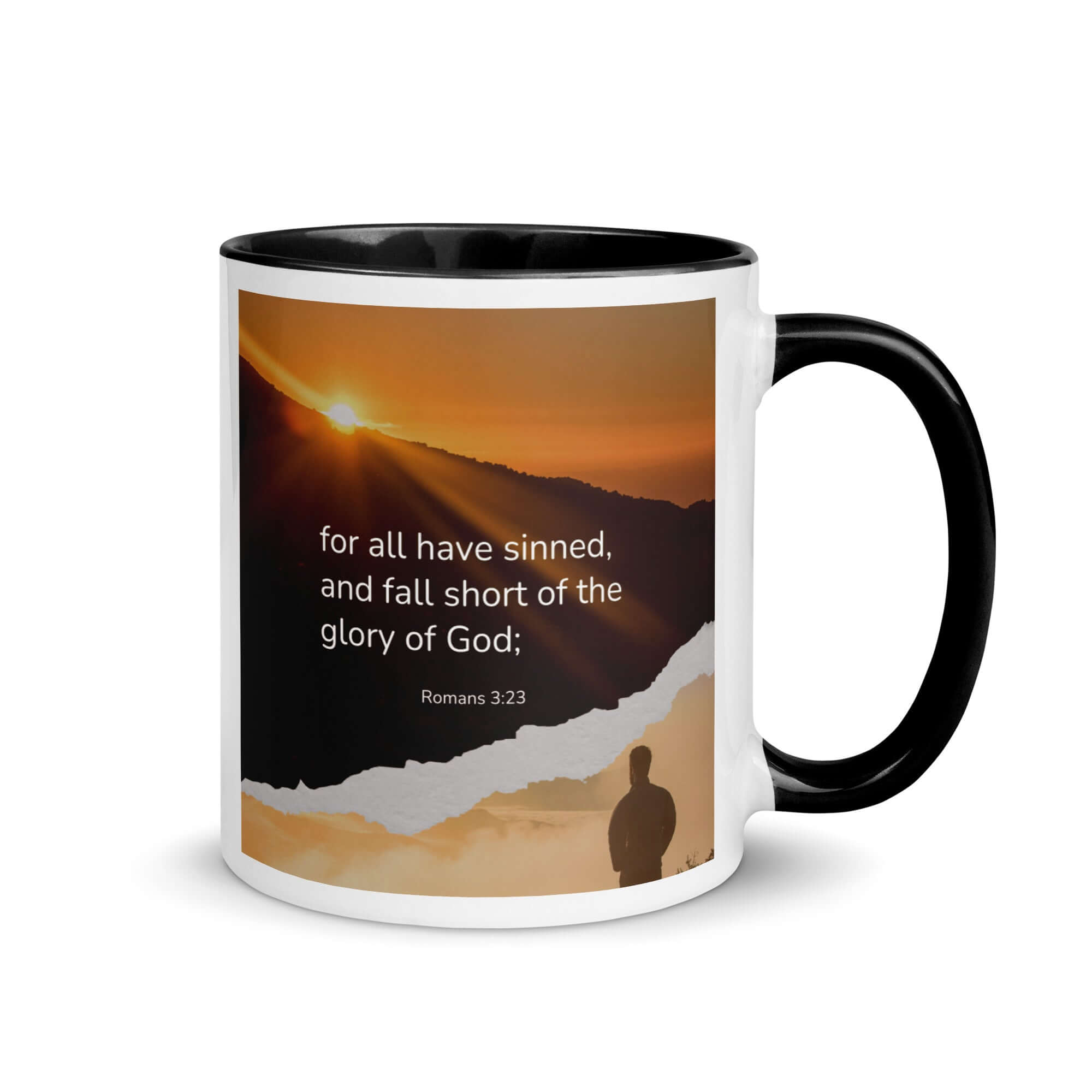 Romans 3:23 Bible Verse, of God White Ceramic Mug with Color Inside Black 11 oz
