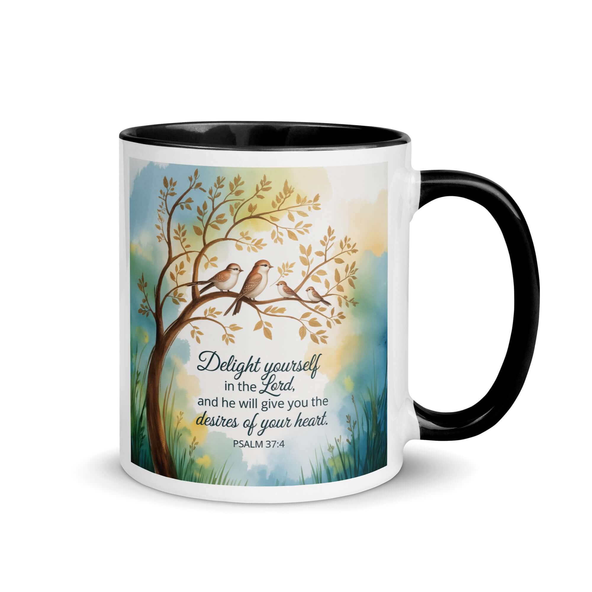 Psalm 37:4 Bible Verse, Yourself White Ceramic Mug with Color Inside Black 11 oz