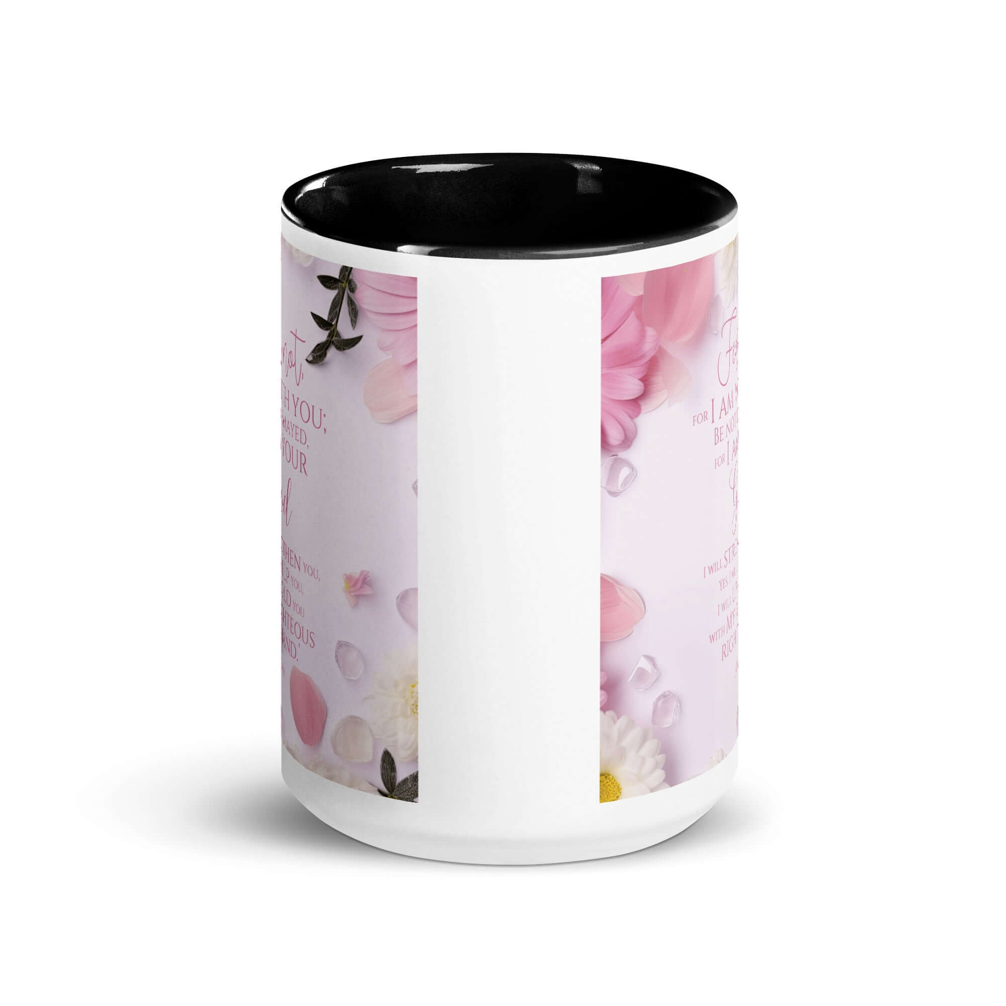 Isaiah 41:10 Bible Verse, God will strengthen you White Ceramic Mug with Color Inside