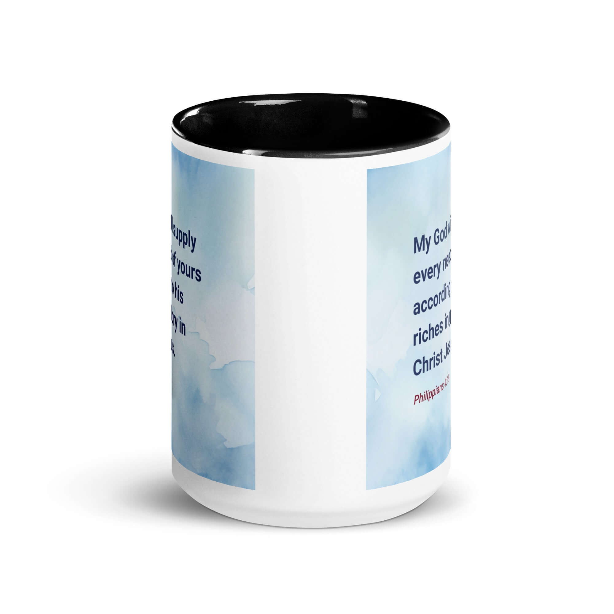 Philippians 4:19 Bible Verse, God will supply White Ceramic Mug with Color Inside