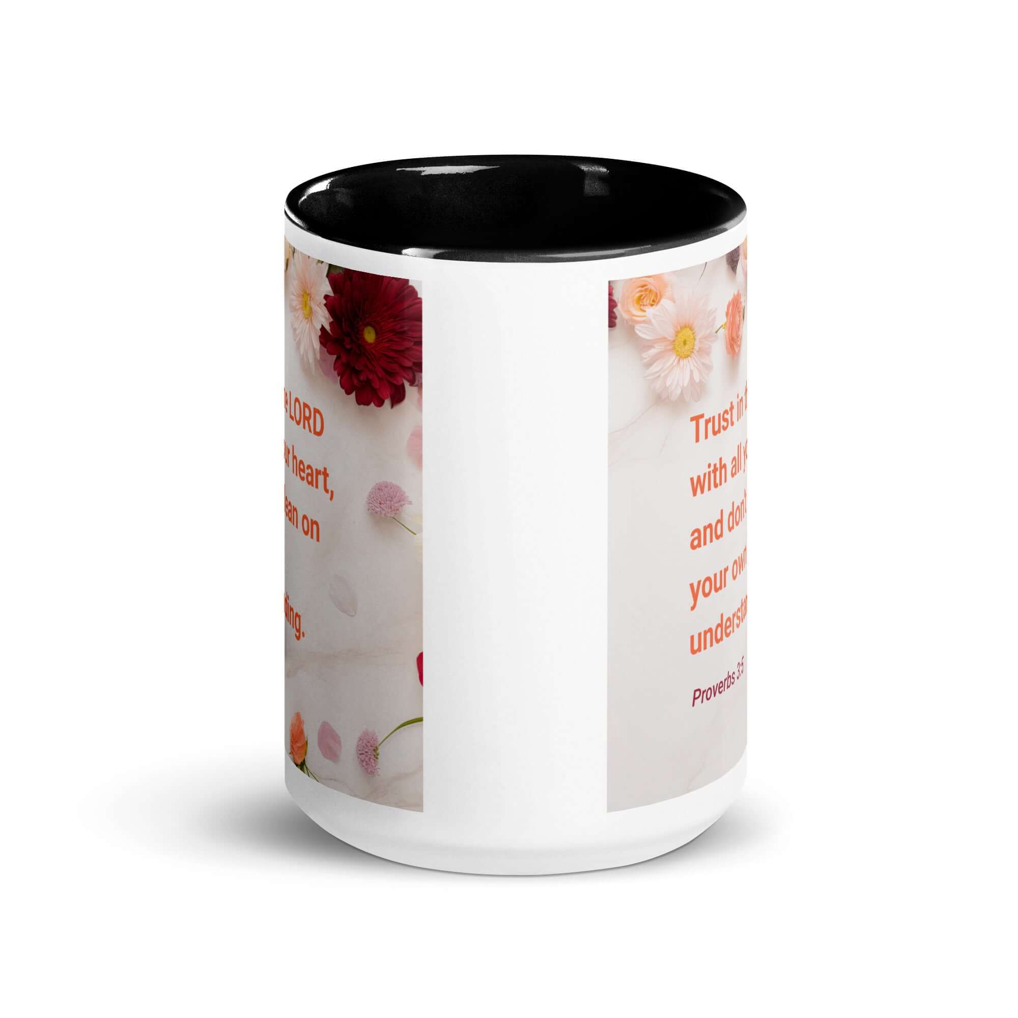 Proverbs 3:5 Bible Verse, Trust in the LORD White Ceramic Mug with Color Inside