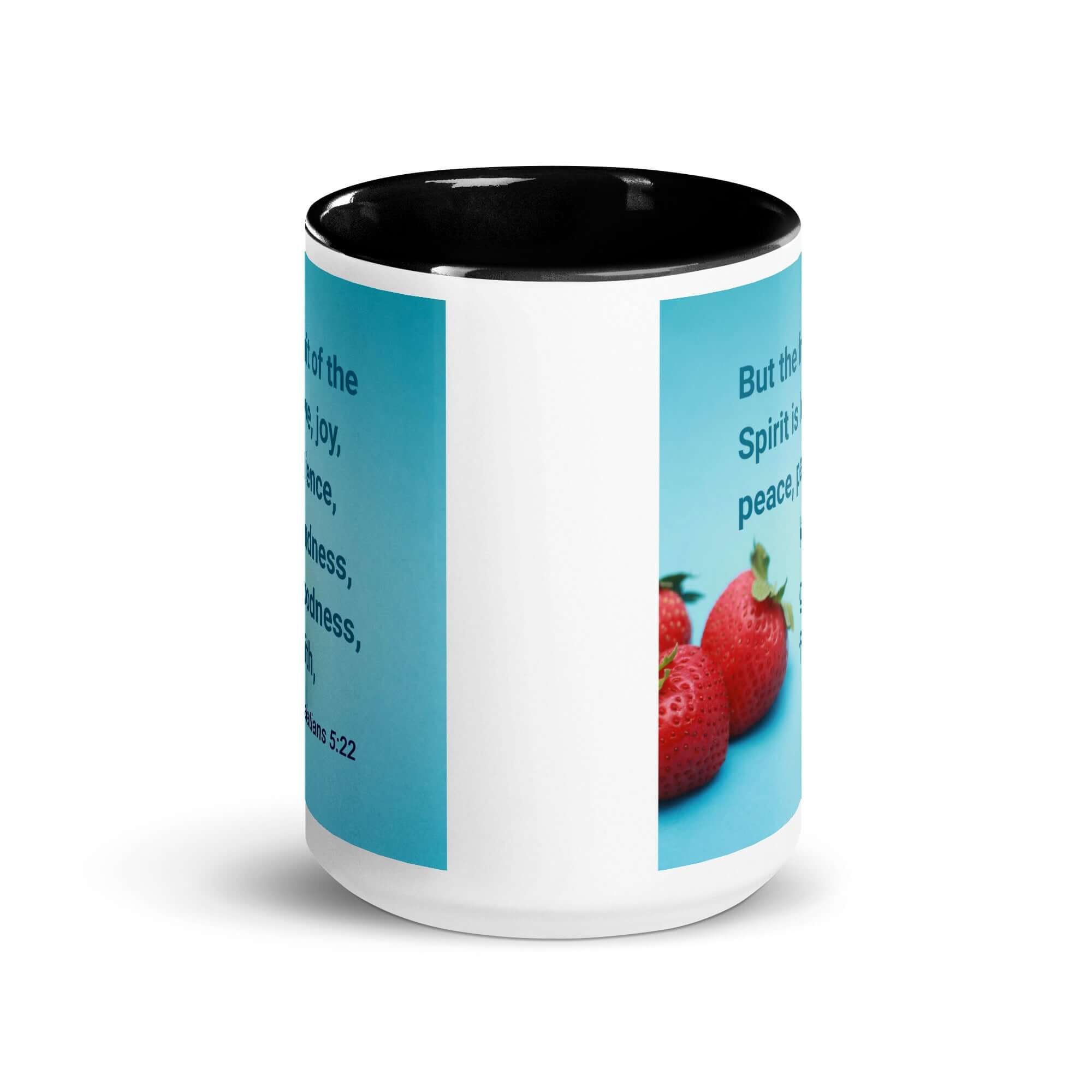 Galatians 5:22 Bible Verse, fruit of the Spirit White Ceramic Mug with Color Inside