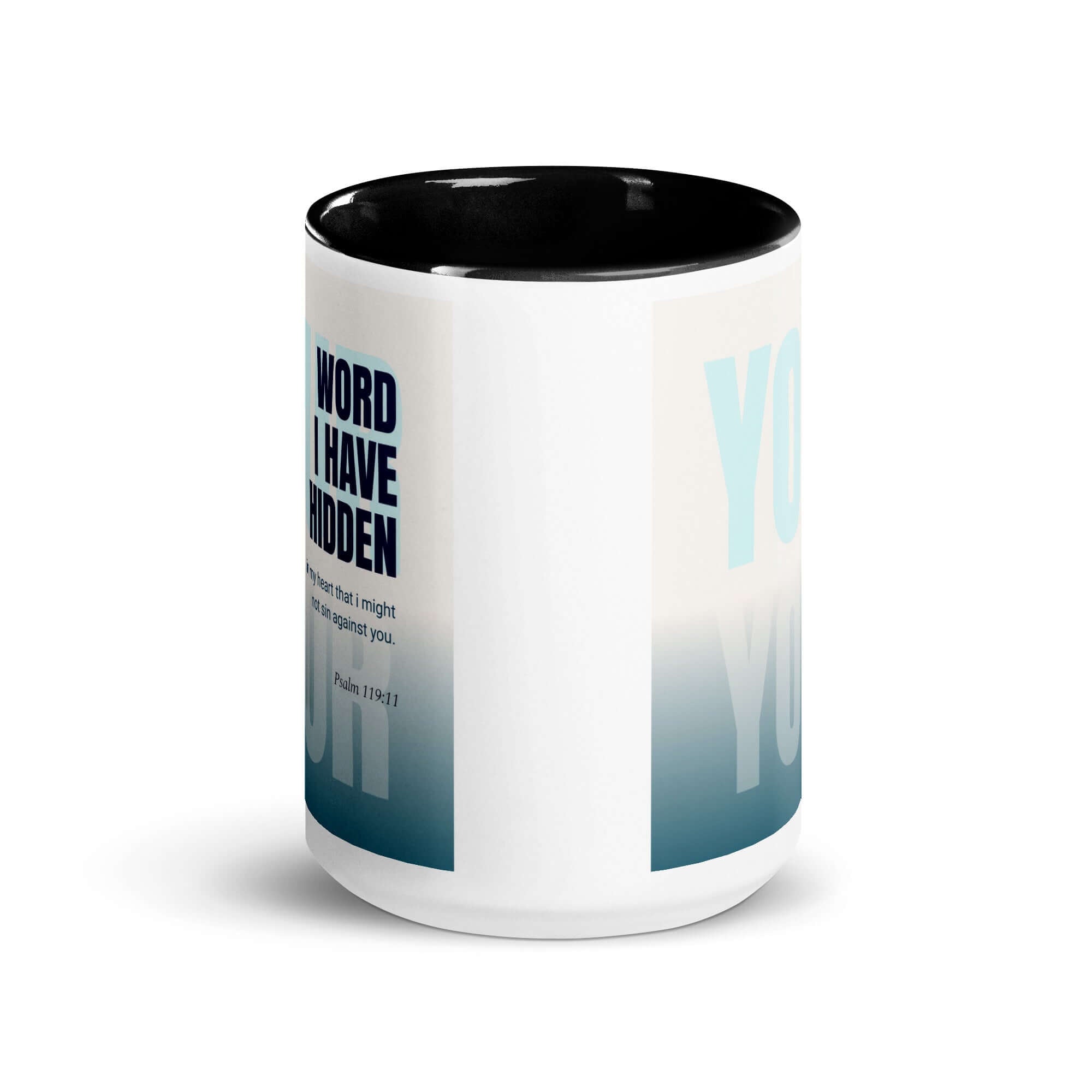 Psalm 119:11 Bible Verse, hidden your word White Ceramic Mug with Color Inside
