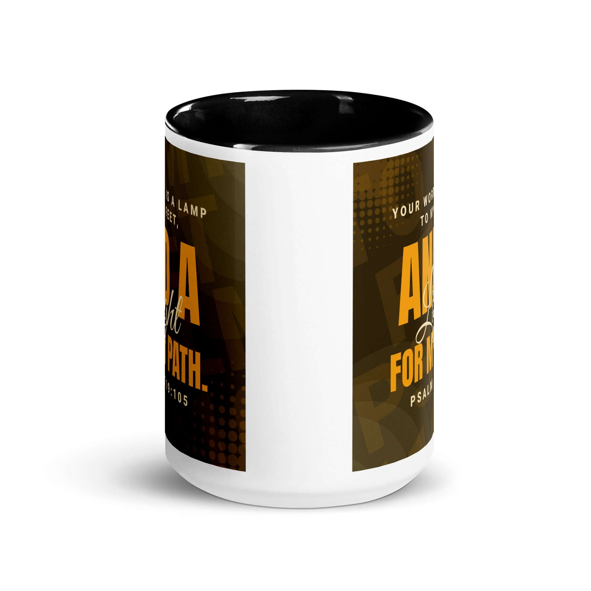 Psalm 119:105 Bible Verse, lamp to my feet White Ceramic Mug with Color Inside