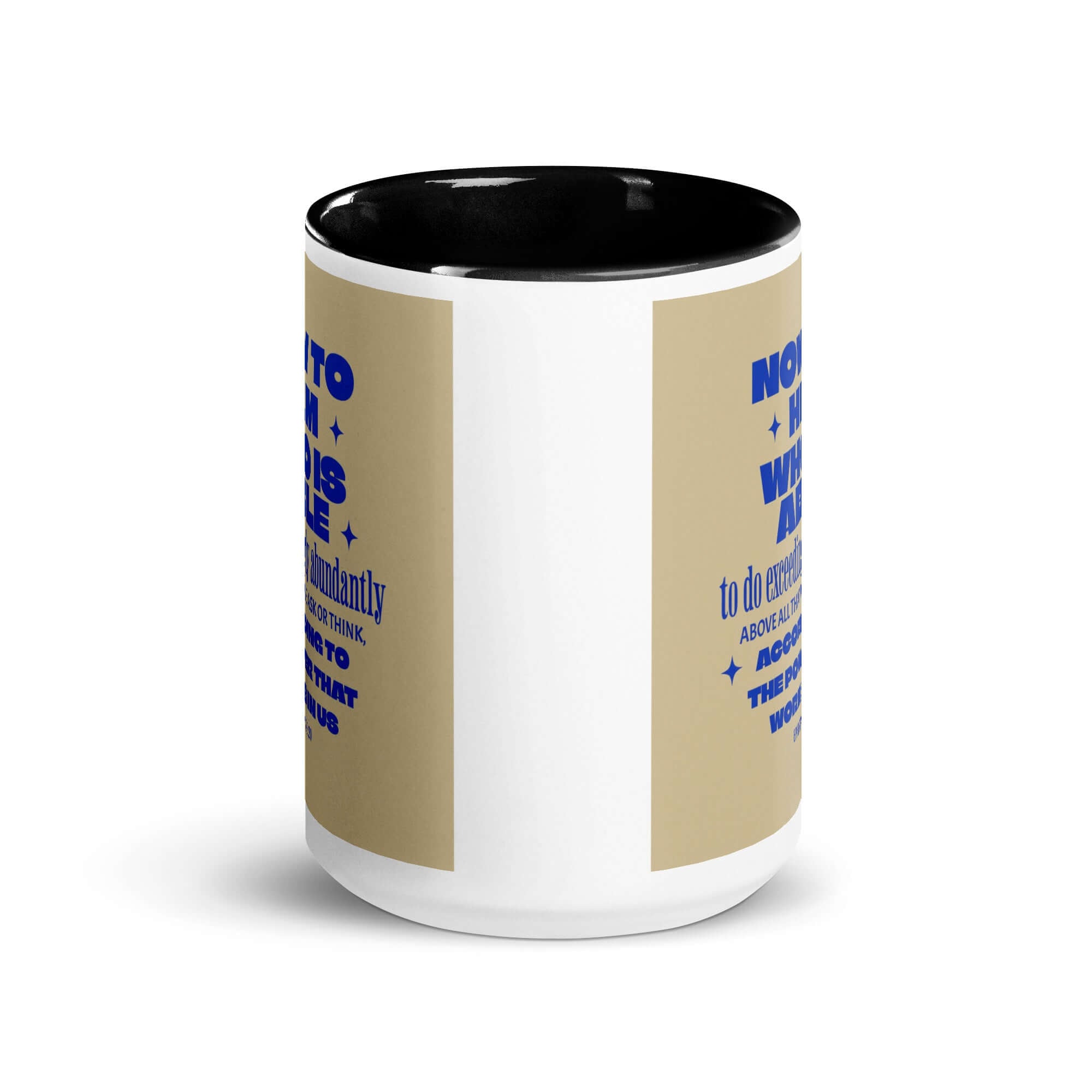 Ephesians 3:20 Bible Verse, power in us White Ceramic Mug with Color Inside
