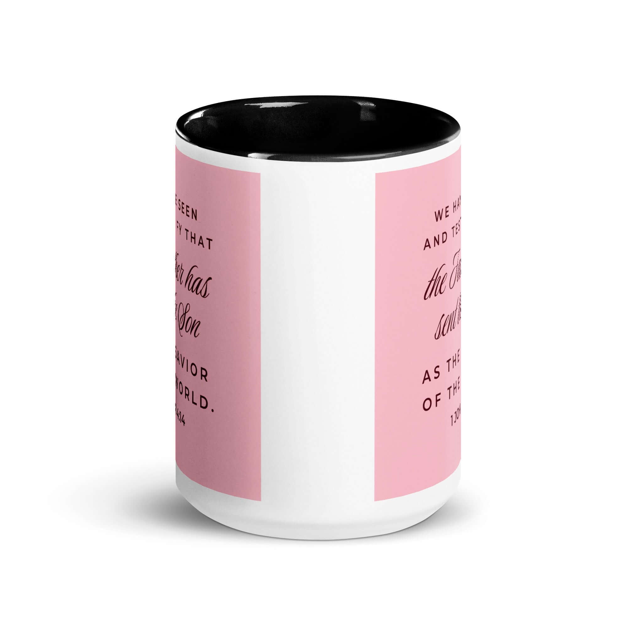 1 John 4:14 Bible Verse, We have seen White Ceramic Mug with Color Inside