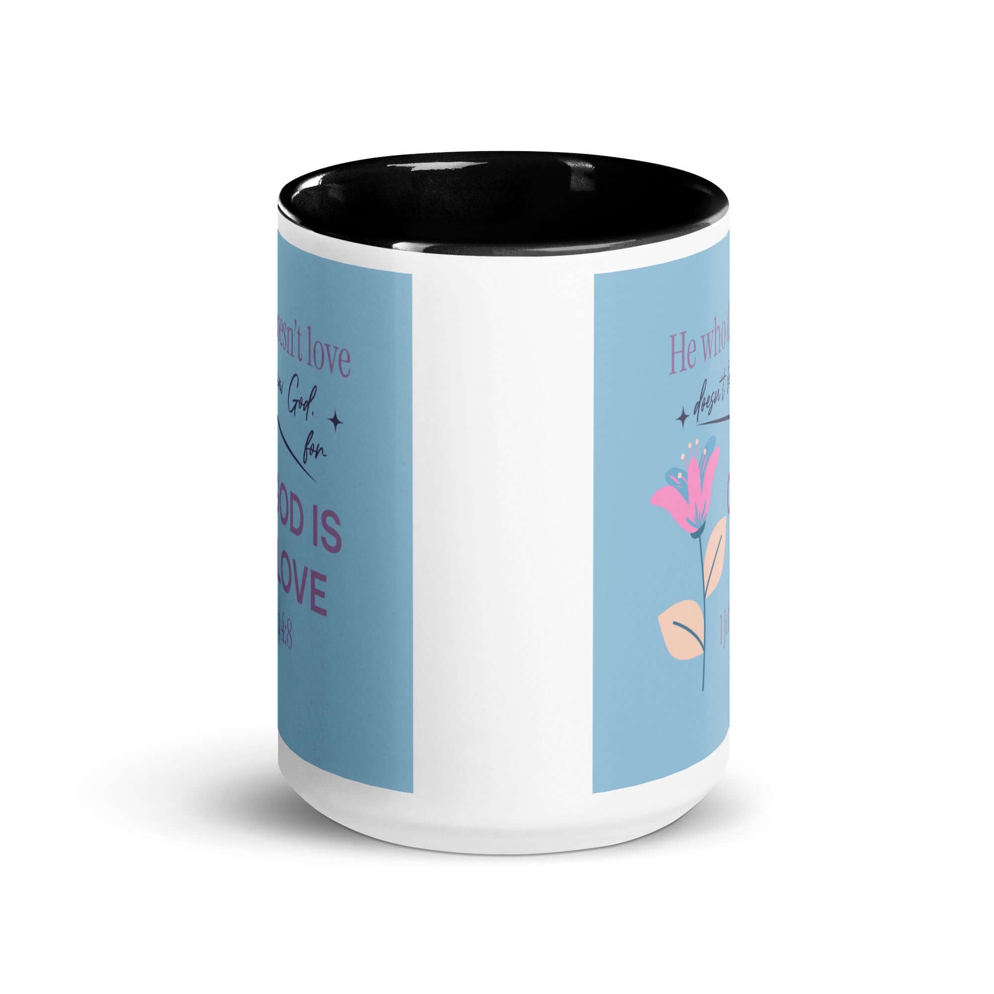 1 John 4:8 Bible Verse, doesn’t love White Ceramic Mug with Color Inside