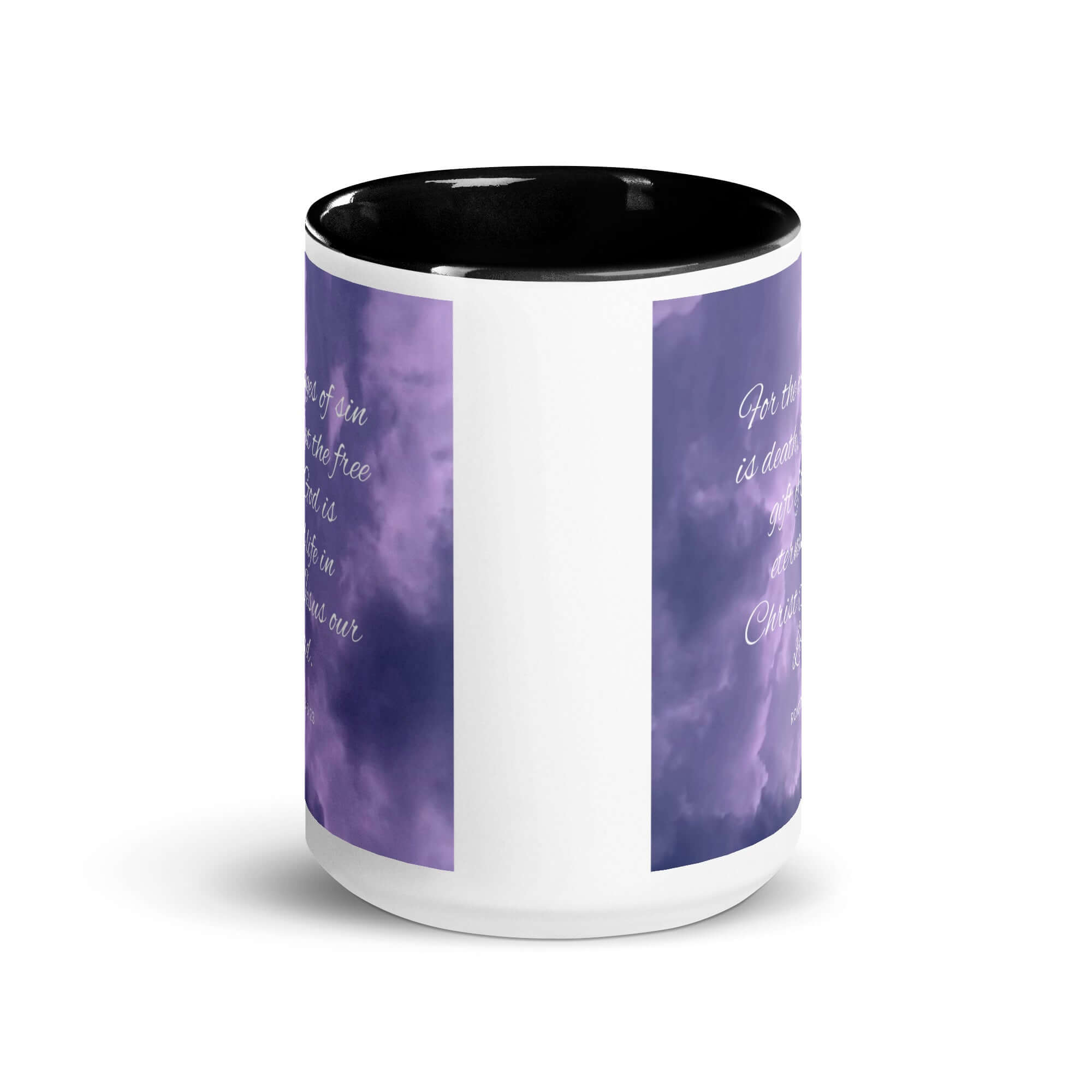 Romans 6:23 Bible Verse, free gift White Ceramic Mug with Color Inside