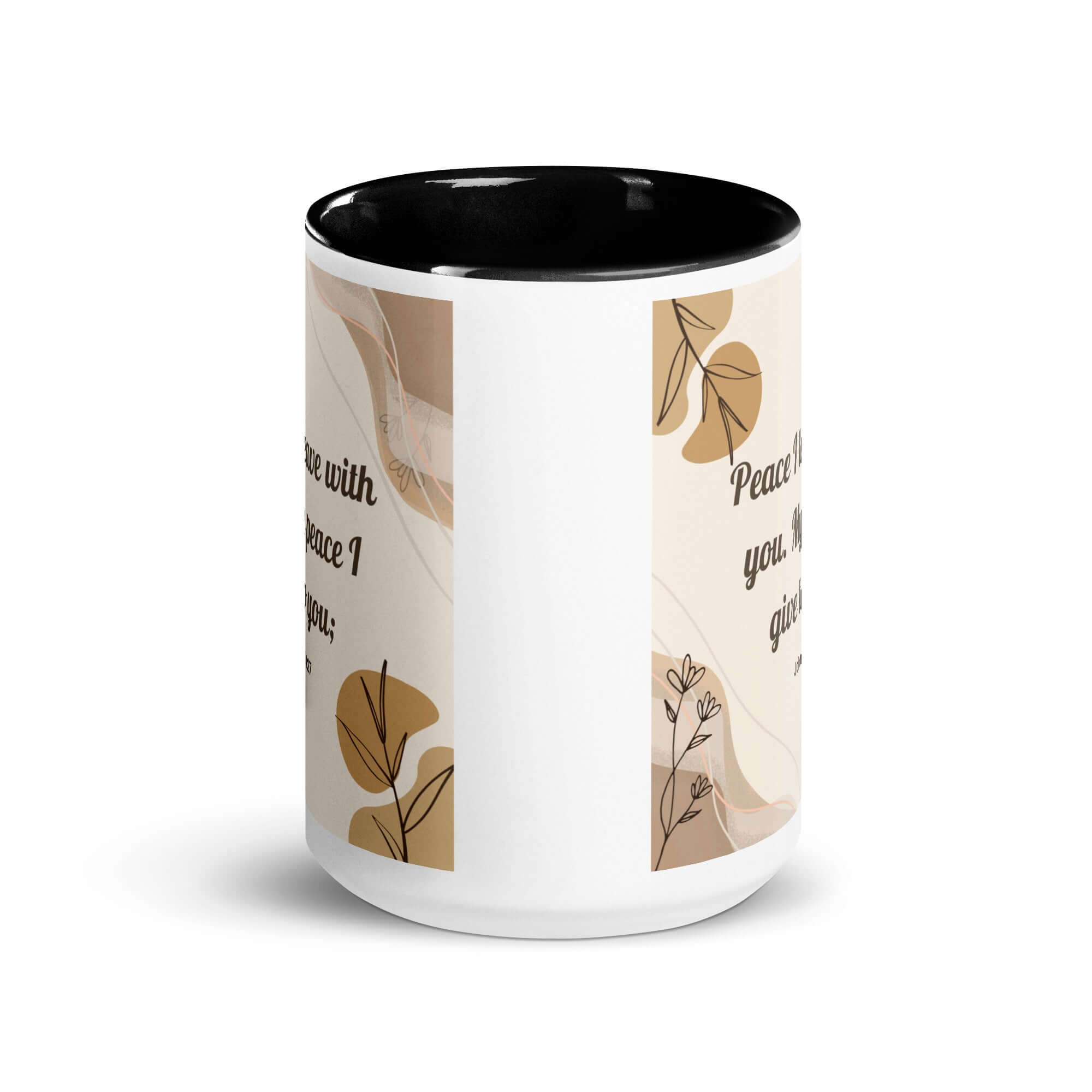 John 14:27 Bible Verse, Peace I White Ceramic Mug with Color Inside