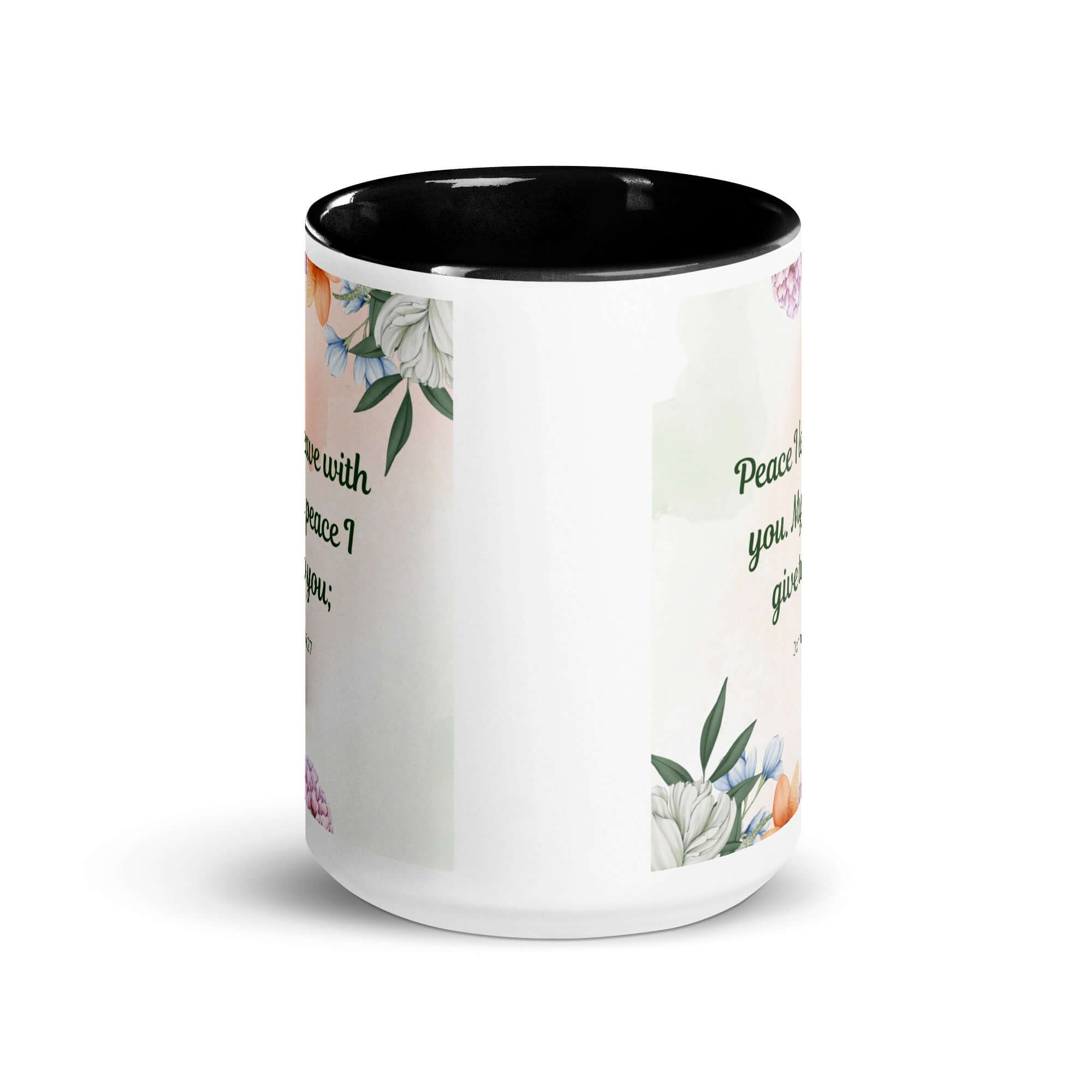 John 14:27 Bible Verse, with you White Ceramic Mug with Color Inside