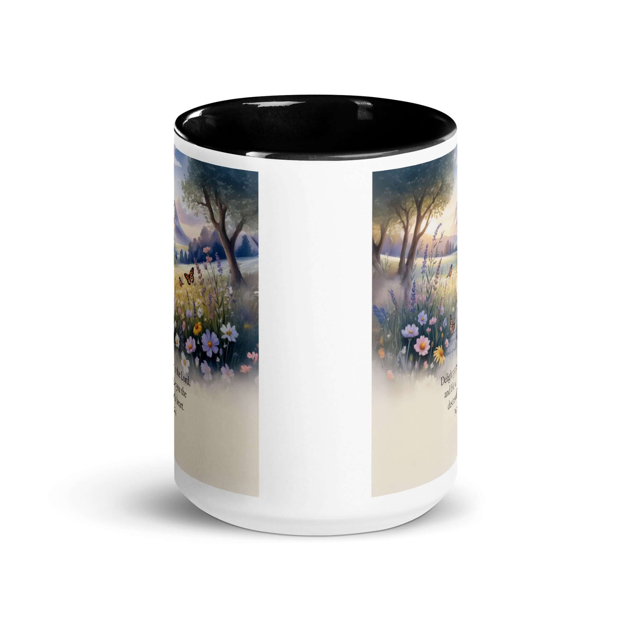 Psalm 37:4 Bible Verse, Delight White Ceramic Mug with Color Inside