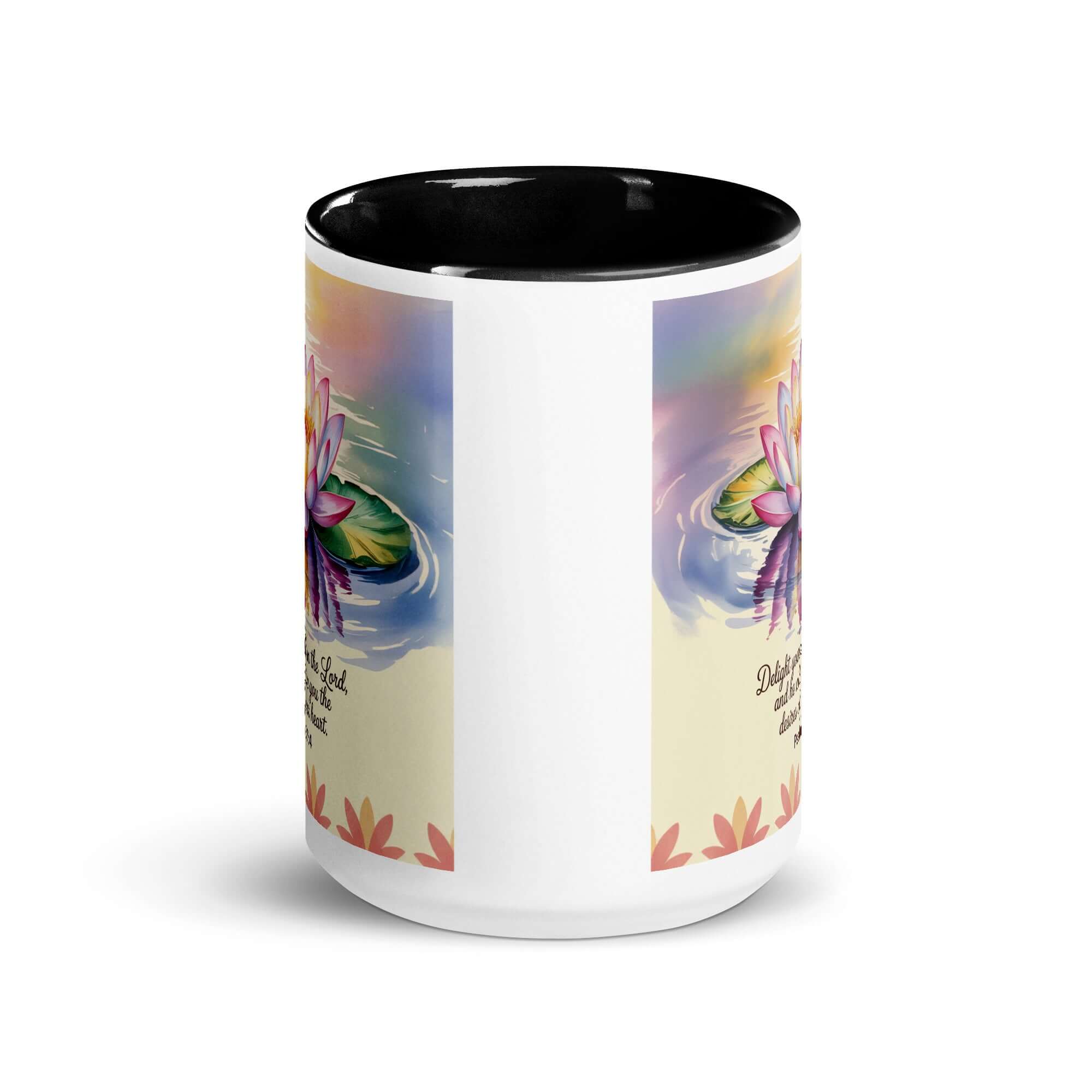 Psalm 37:4 Bible Verse, the Lord White Ceramic Mug with Color Inside