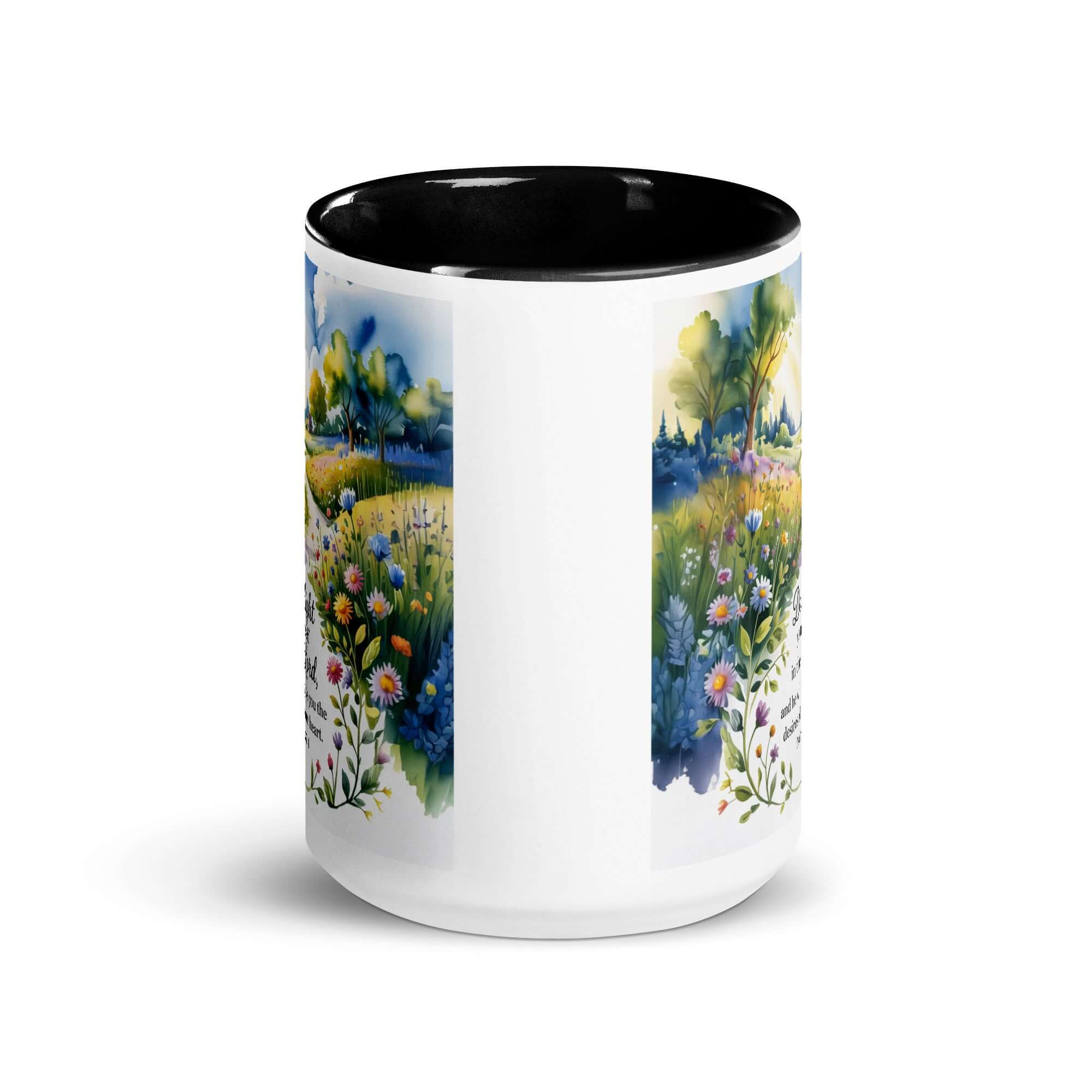 Psalm 37:4 Bible Verse, desires White Ceramic Mug with Color Inside