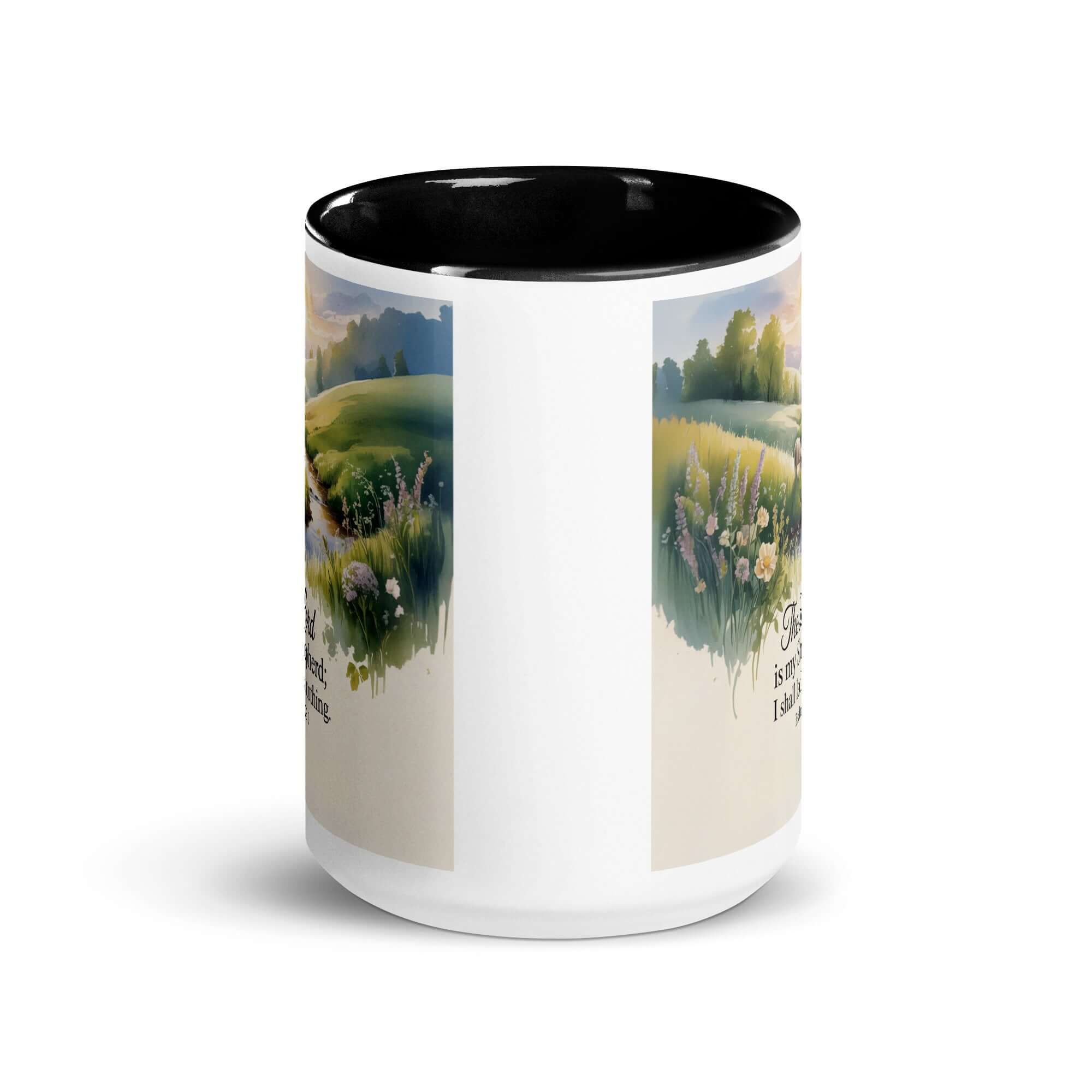 Psalm 23:1 Bible Verse, Lord White Ceramic Mug with Color Inside