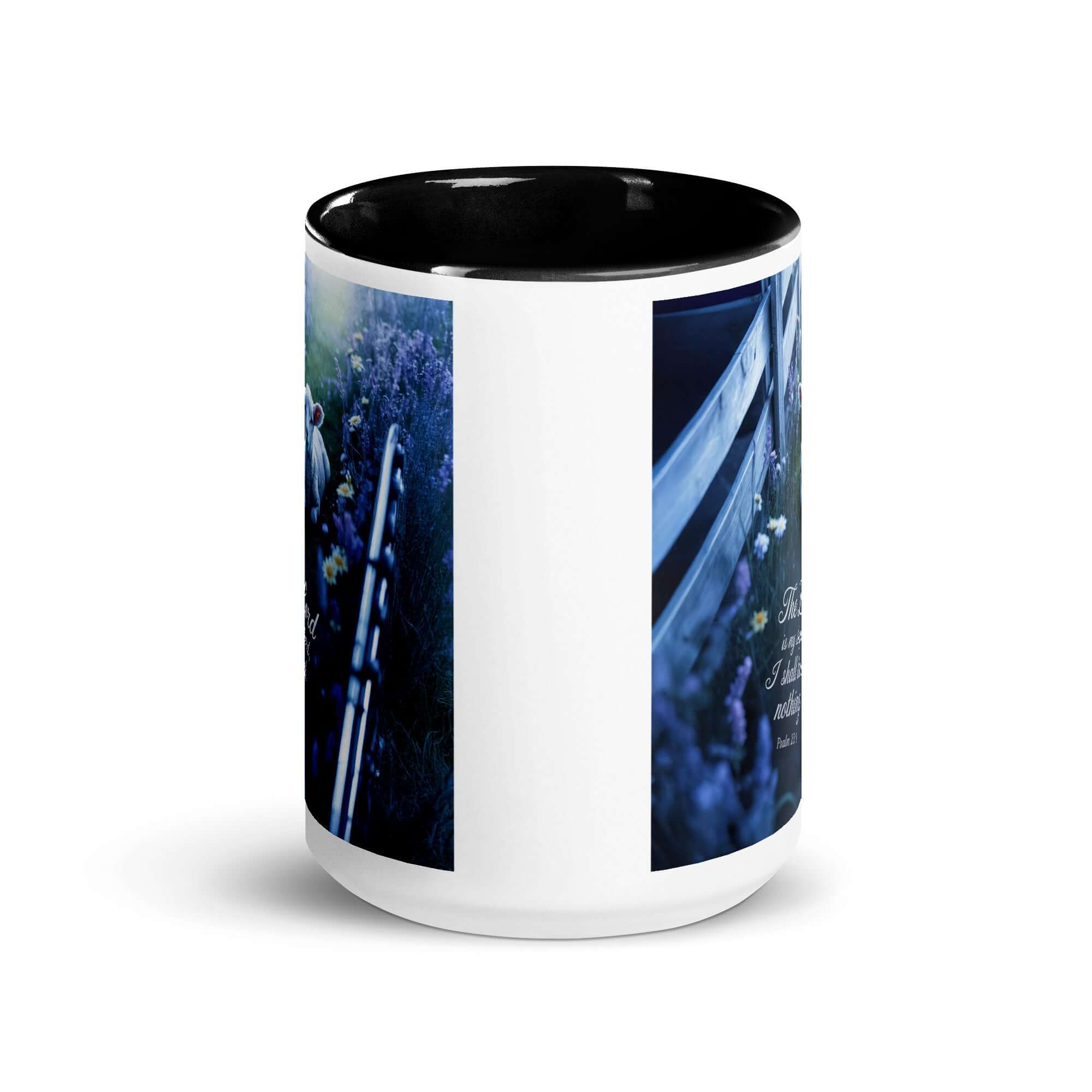 Psalm 23:1 Bible Verse, Shepherd White Ceramic Mug with Color Inside