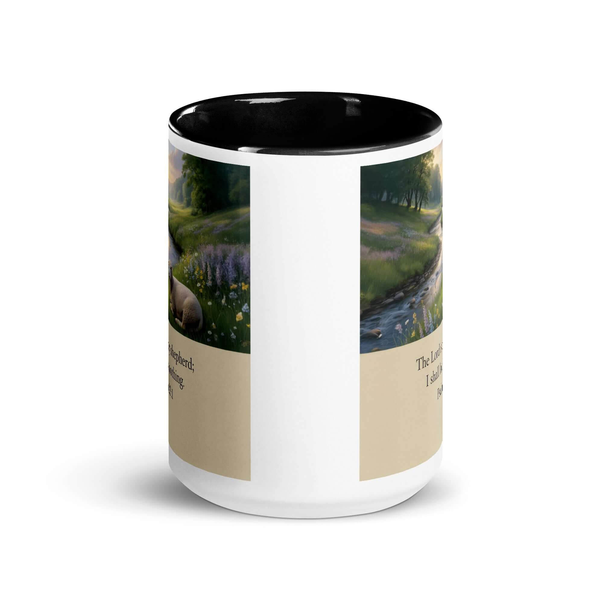 Psalm 23:1 Bible Verse, I shall White Ceramic Mug with Color Inside