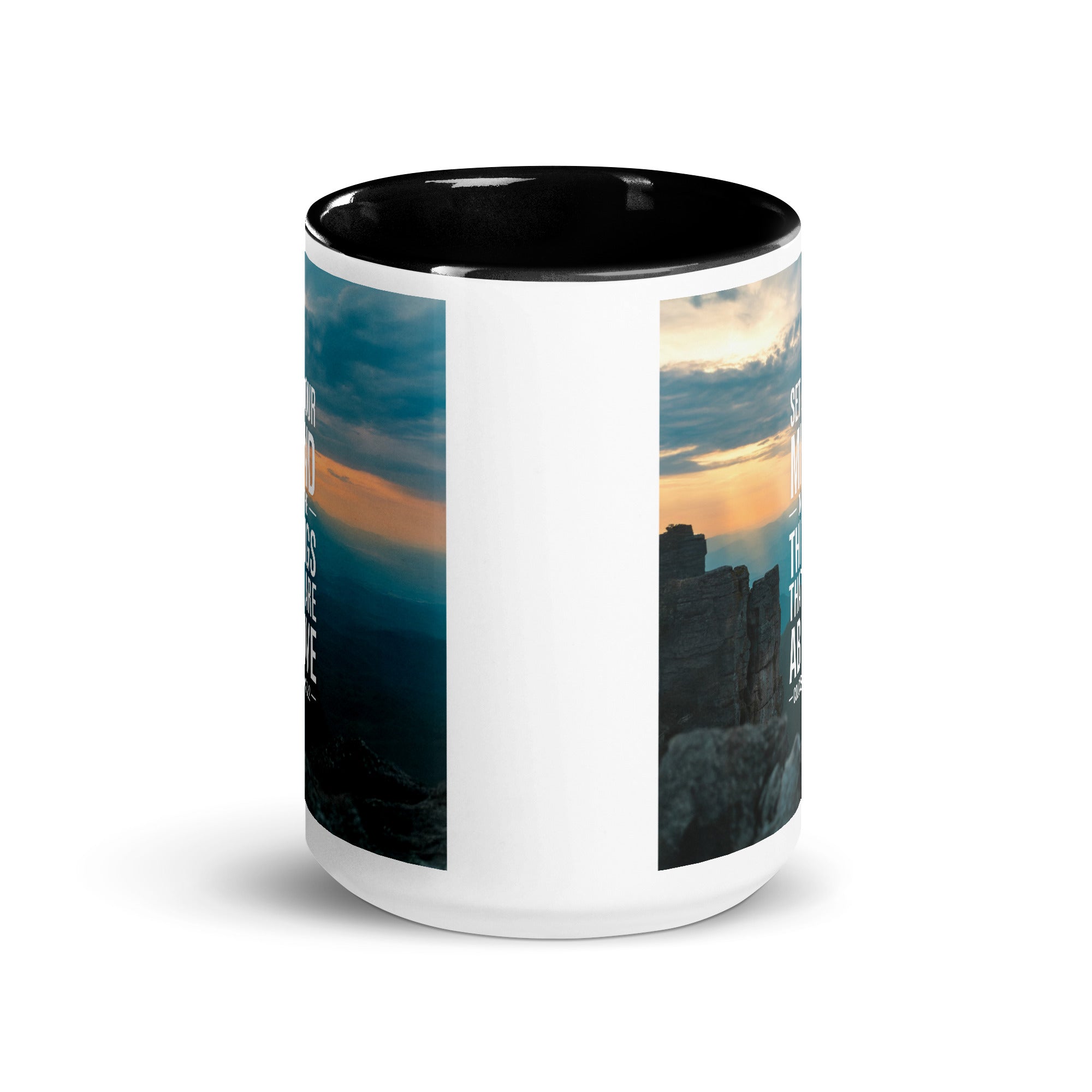Colossians 3:2 Bible Verse on the White Ceramic Mug with Color Inside