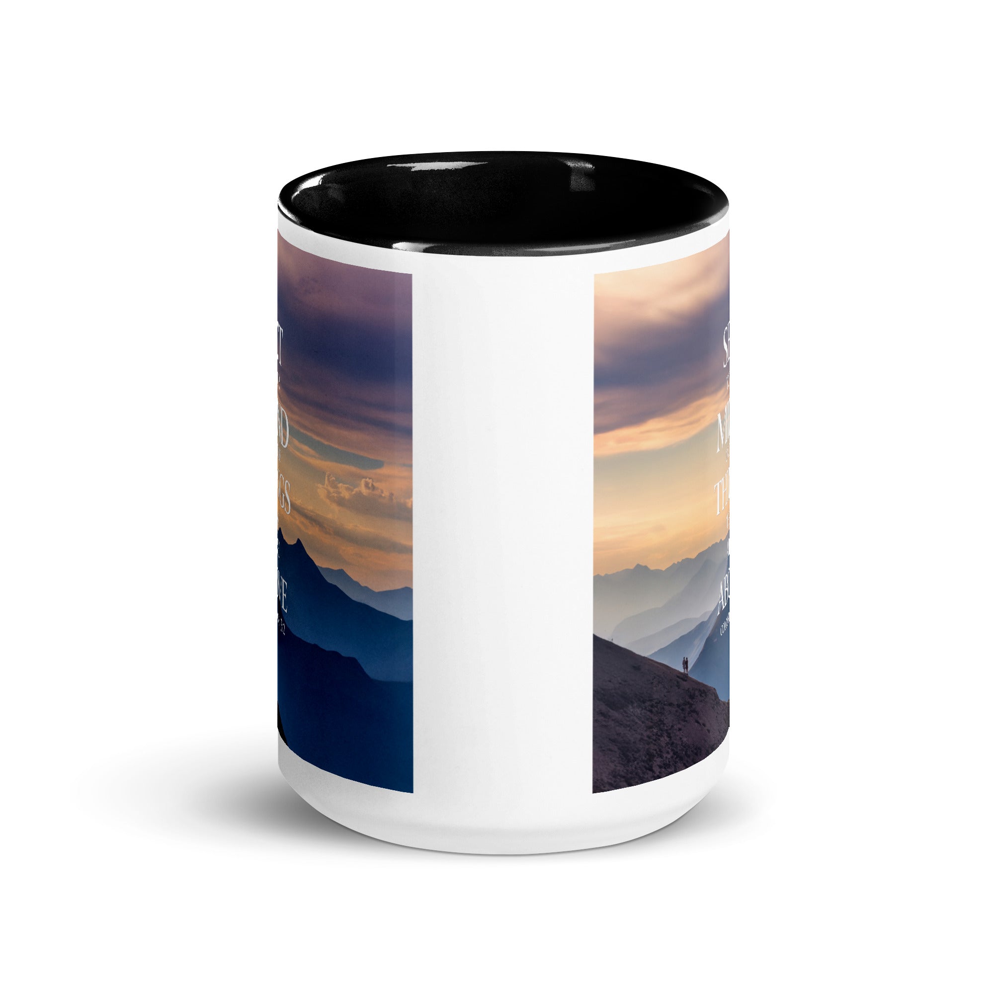 Colossians 3:2 Bible Verse things that White Ceramic Mug with Color Inside