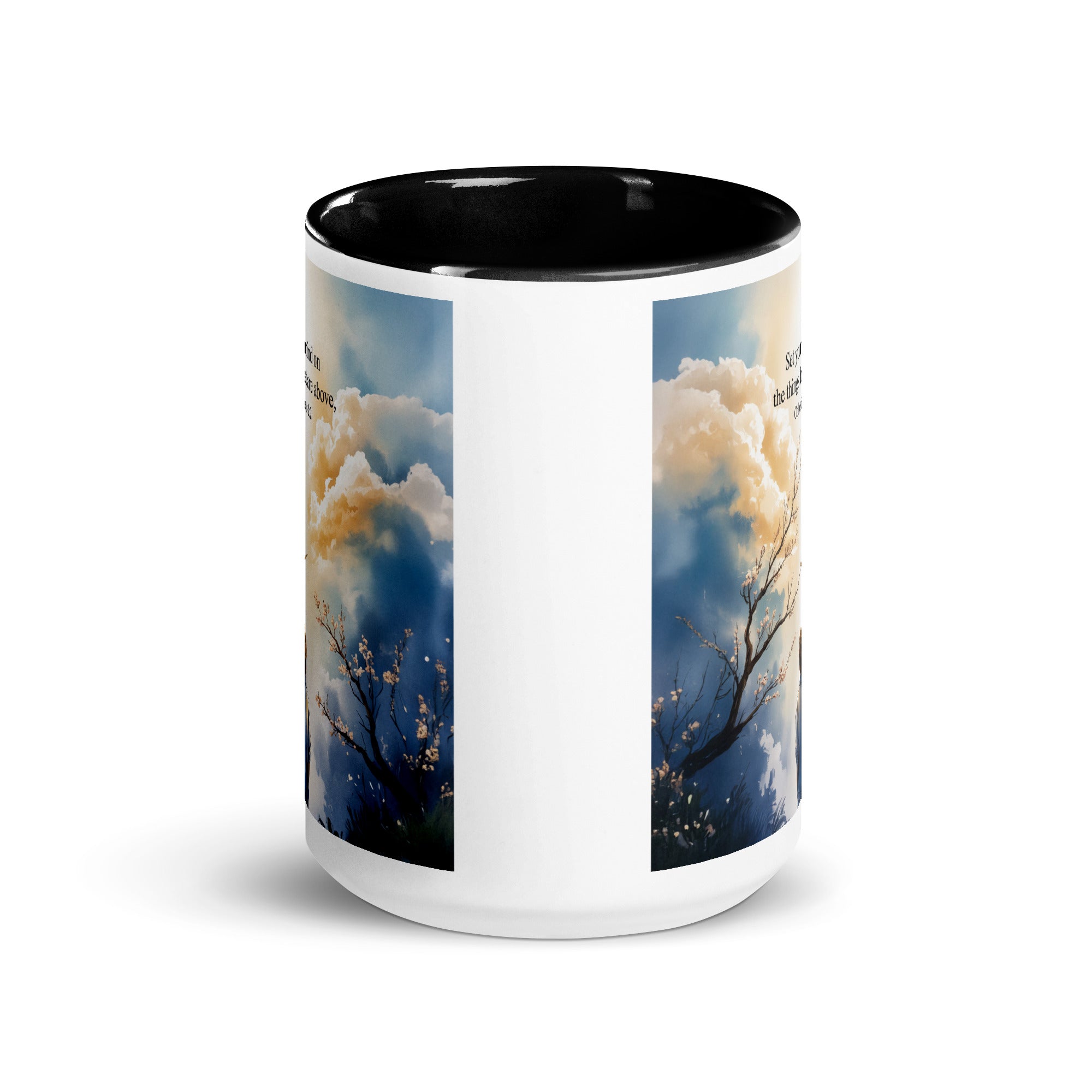 Colossians 3:2 Bible Verse the things White Ceramic Mug with Color Inside
