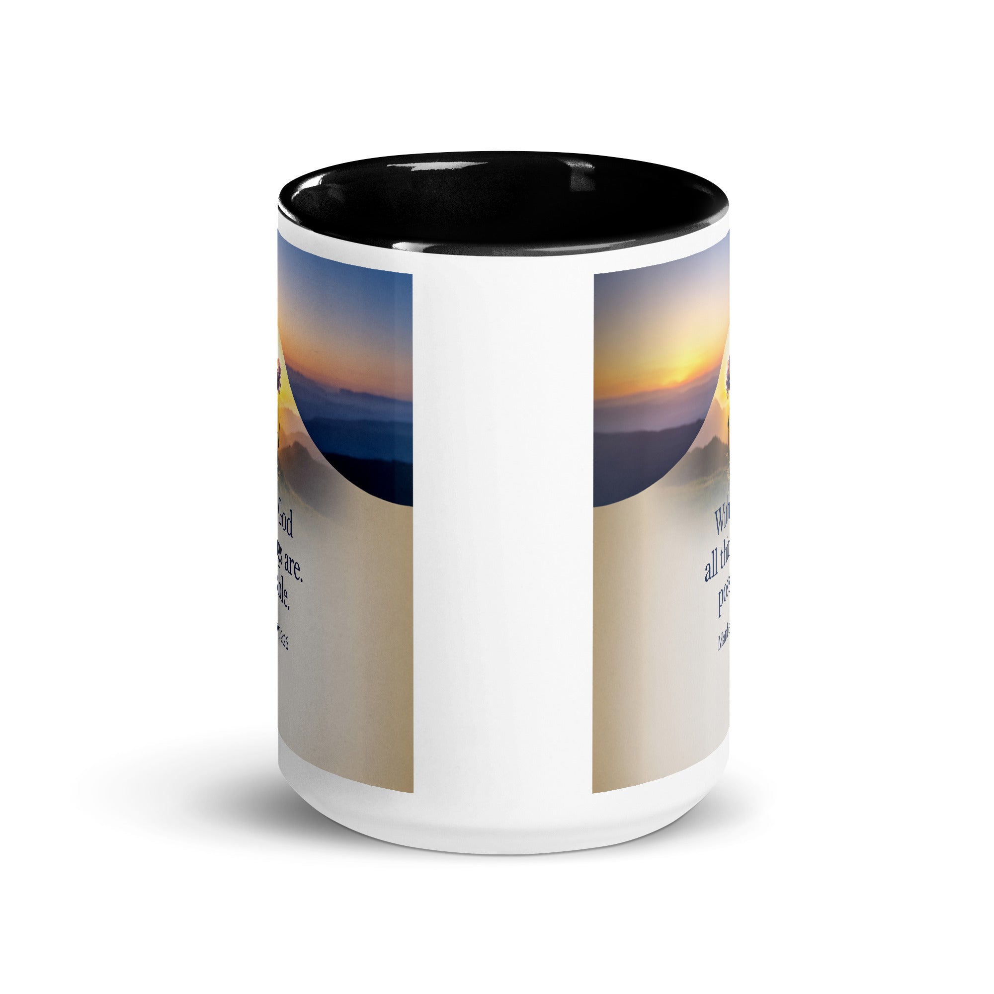 Matthew 19:26 Bible Verse at them White Ceramic Mug with Color Inside