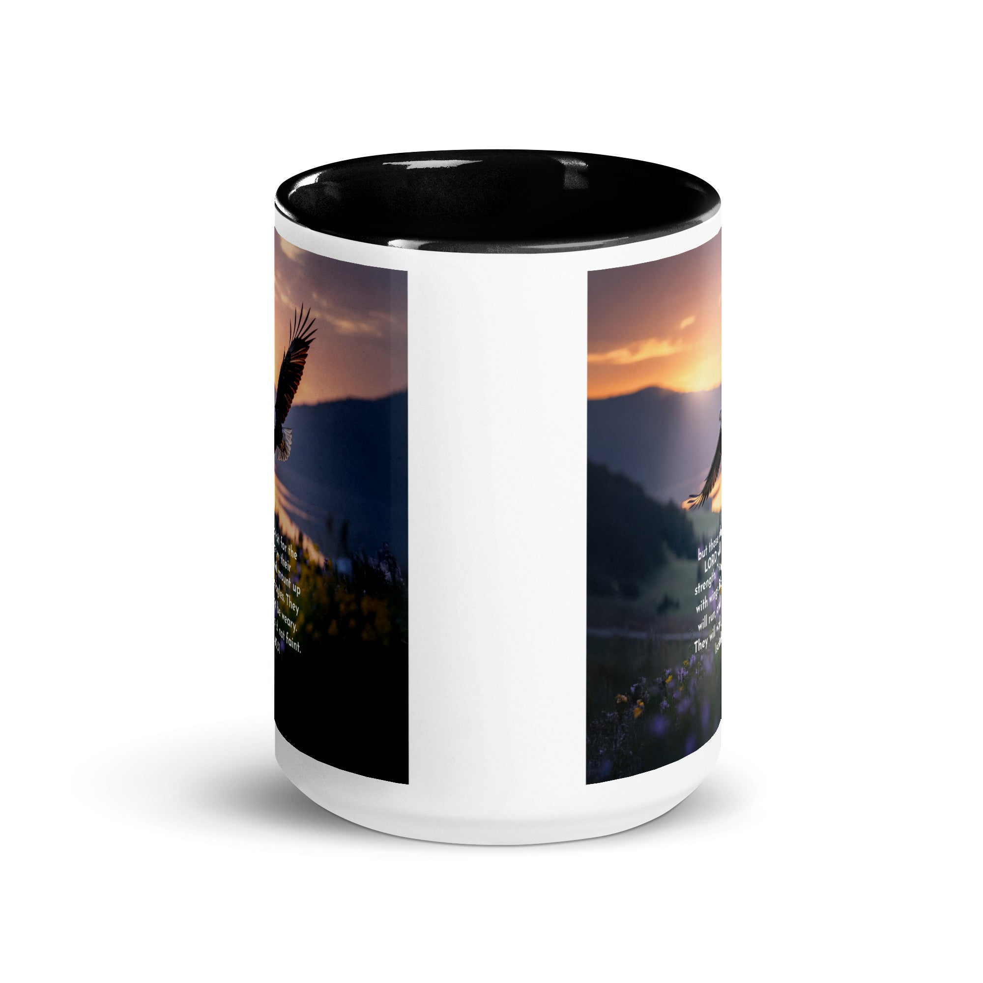 Isaiah 40:31 Bible Verse Renew Strength White Ceramic Mug with Color Inside