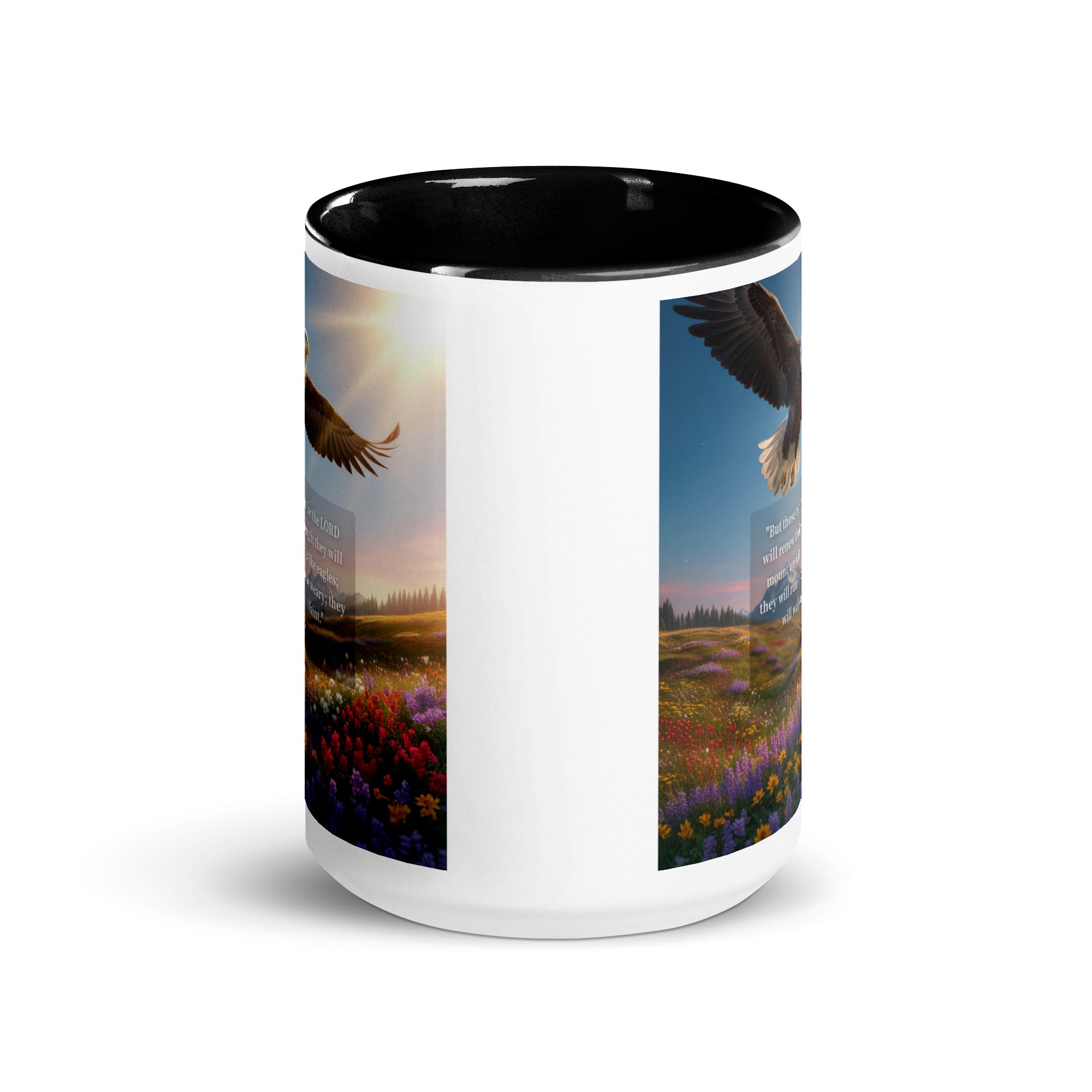 Isaiah 40:31 Bible Verse Who Wait White Ceramic Mug with Color Inside