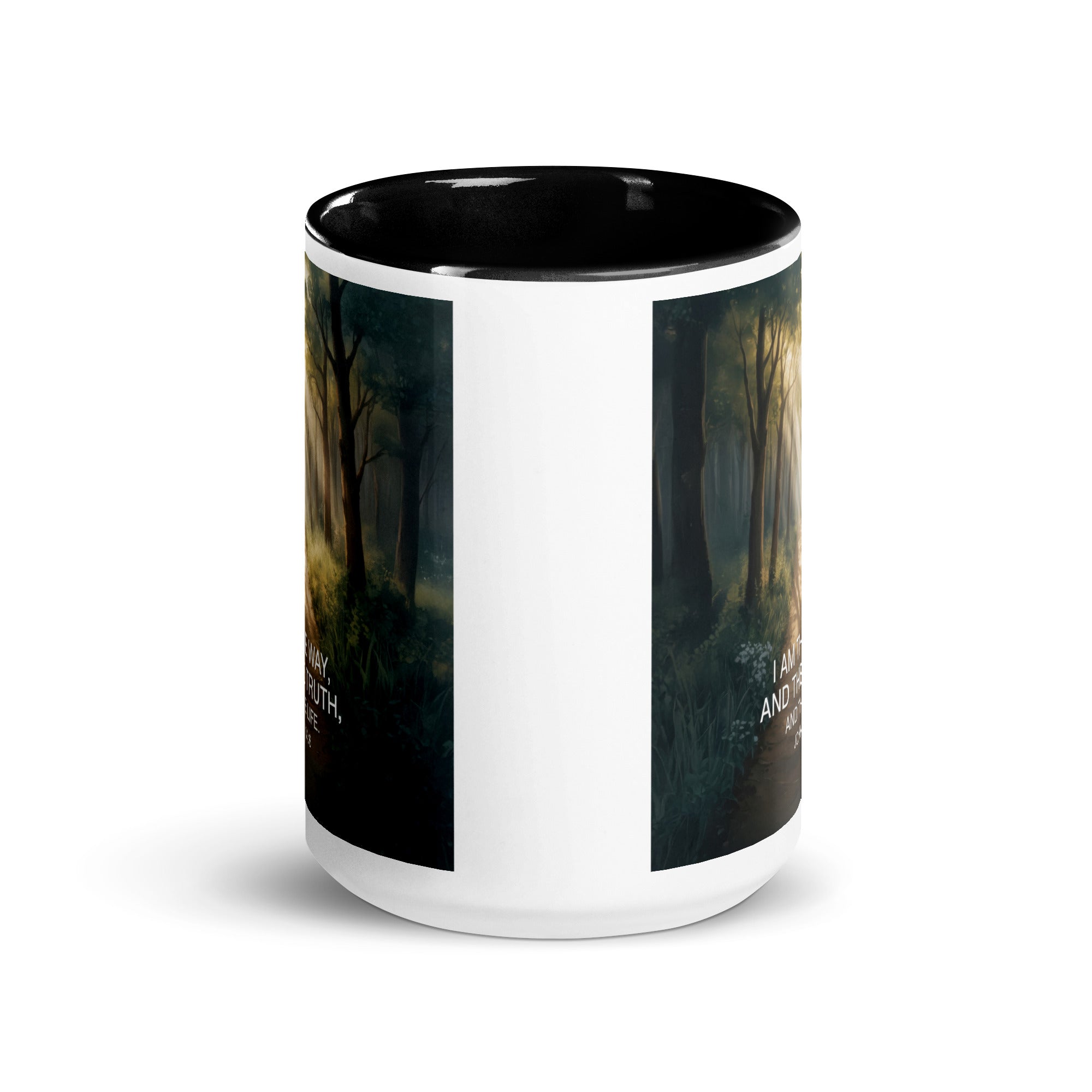 John 14:6 Bible Verse I Am White Ceramic Mug with Color Inside