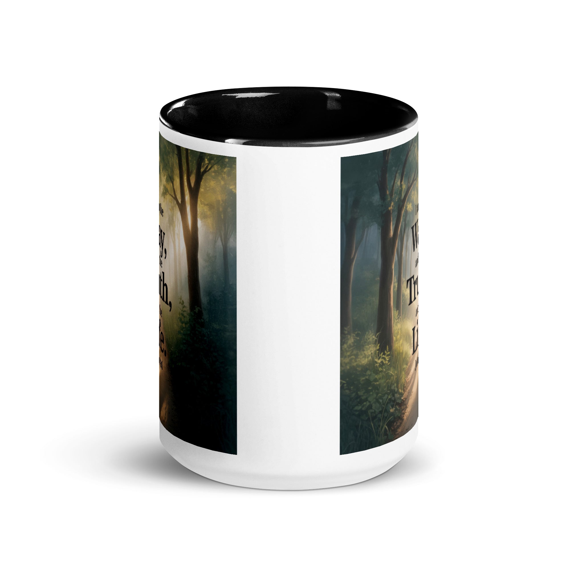 John 14:6 Bible Verse The Life White Ceramic Mug with Color Inside