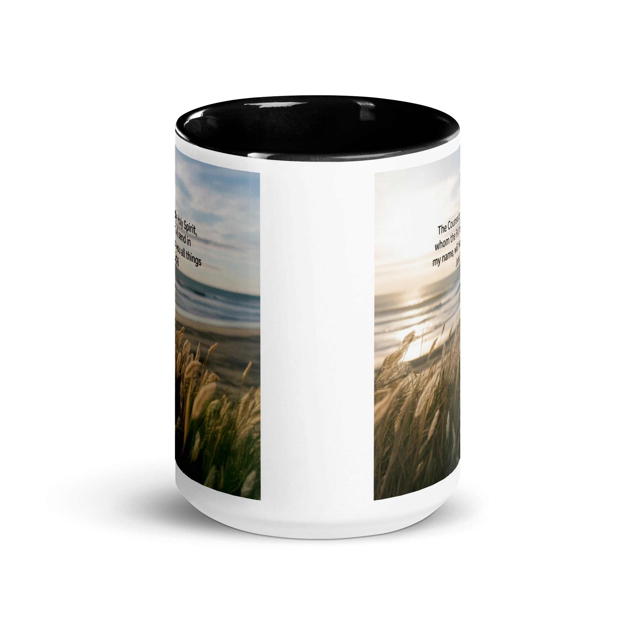 John 14:26 Bible Verse in my name White Ceramic Mug with Color Inside