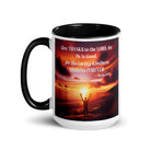 Psalm 107:1 Bible Verse, Give Thanks to the Lord White Ceramic Mug with Color Inside
