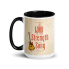 Exodus 15:2 Bible Verse, The LORD is my strength White Ceramic Mug with Color Inside