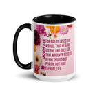 John 3:16 Bible Verse, For God So Loved White Ceramic Mug with Color Inside