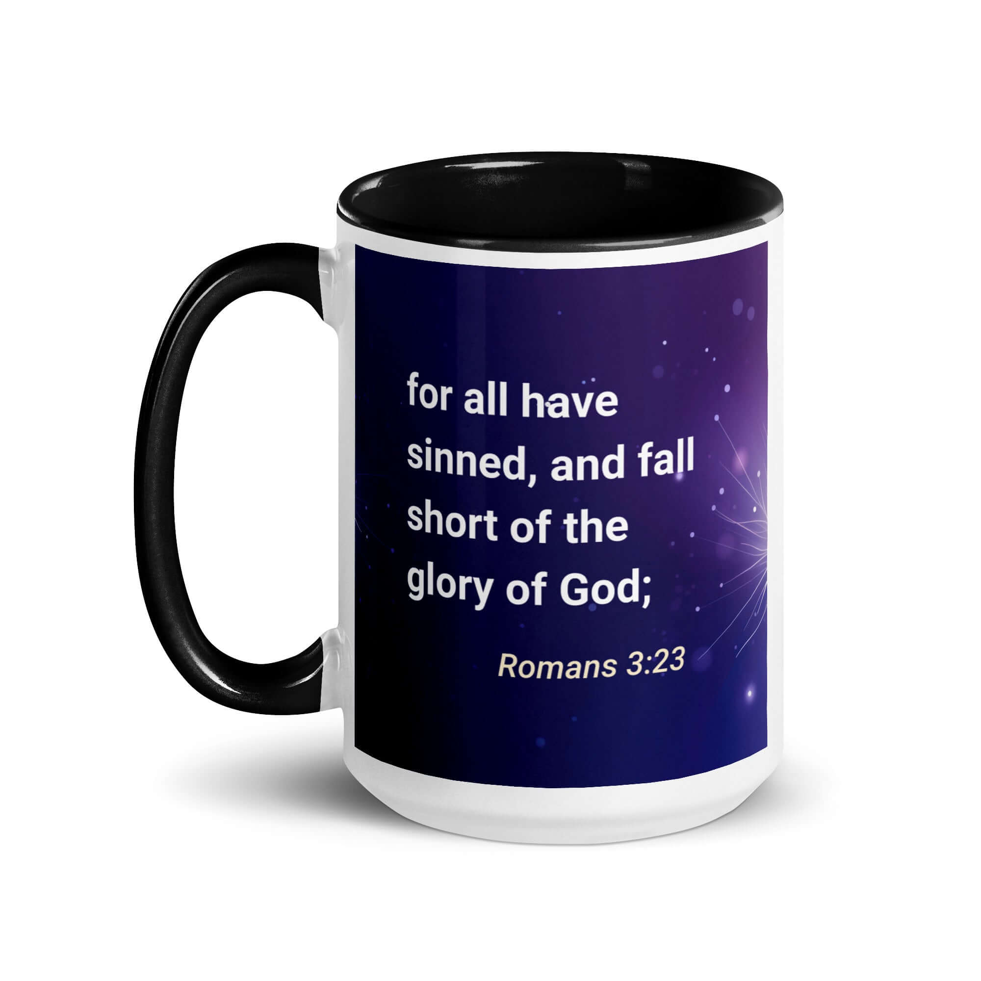 Romans 3:23 Bible Verse, all have sinned White Ceramic Mug with Color Inside