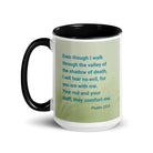 Psalm 23:4 Bible Verse, fear no evil White Ceramic Mug with Color Inside