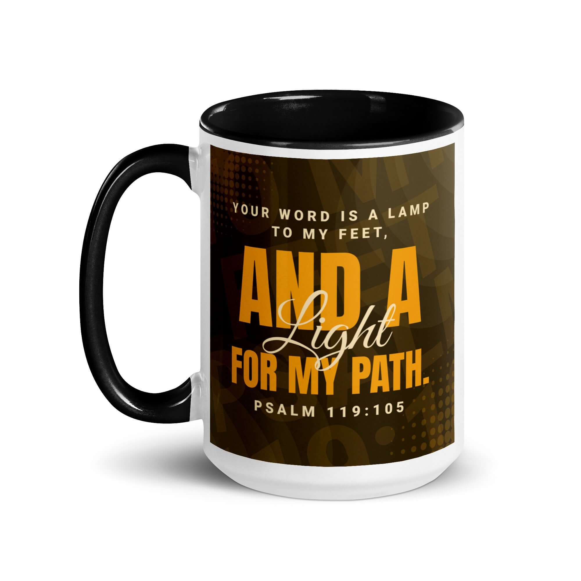 Psalm 119:105 Bible Verse, lamp to my feet White Ceramic Mug with Color Inside