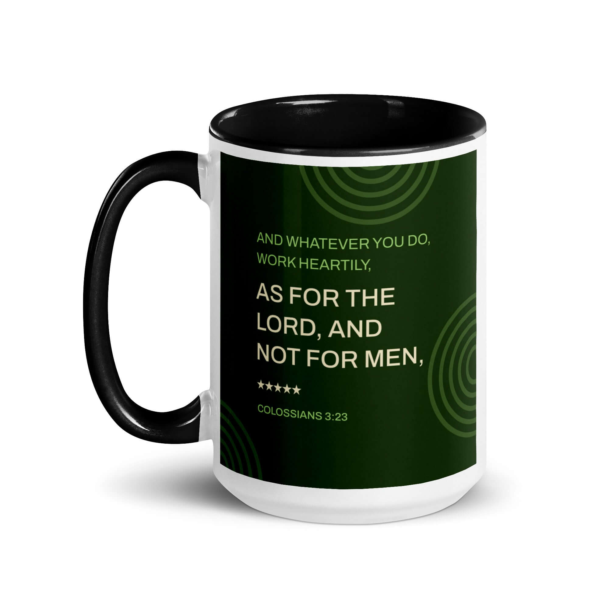 Colossians 3:23 Bible Verse, not for men White Ceramic Mug with Color Inside