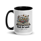 1 John 4:8 Bible Verse, God is Love White Ceramic Mug with Color Inside