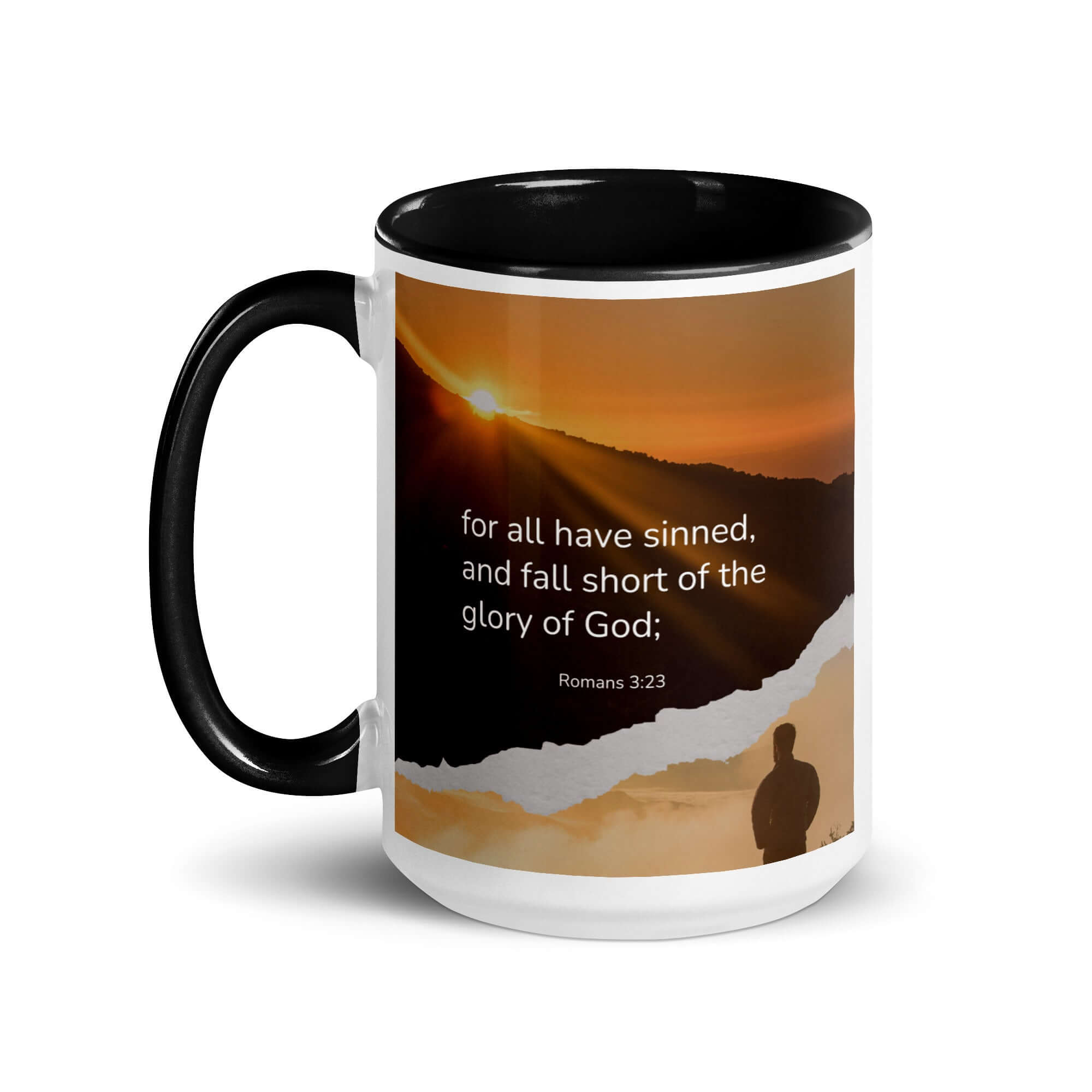 Romans 3:23 Bible Verse, of God White Ceramic Mug with Color Inside