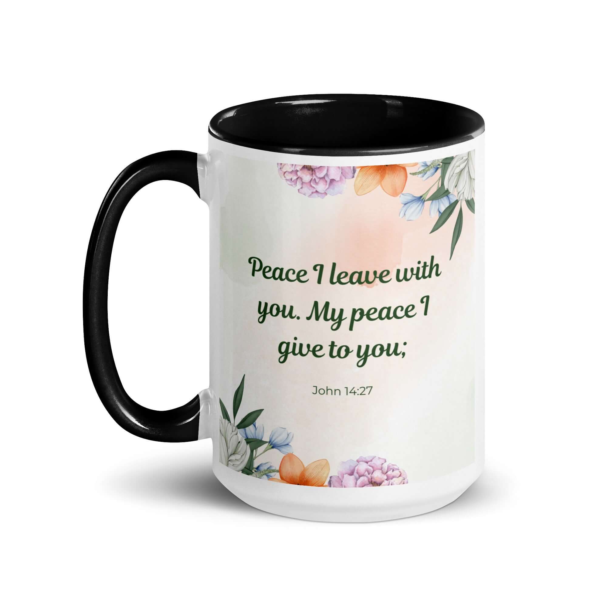 John 14:27 Bible Verse, with you White Ceramic Mug with Color Inside