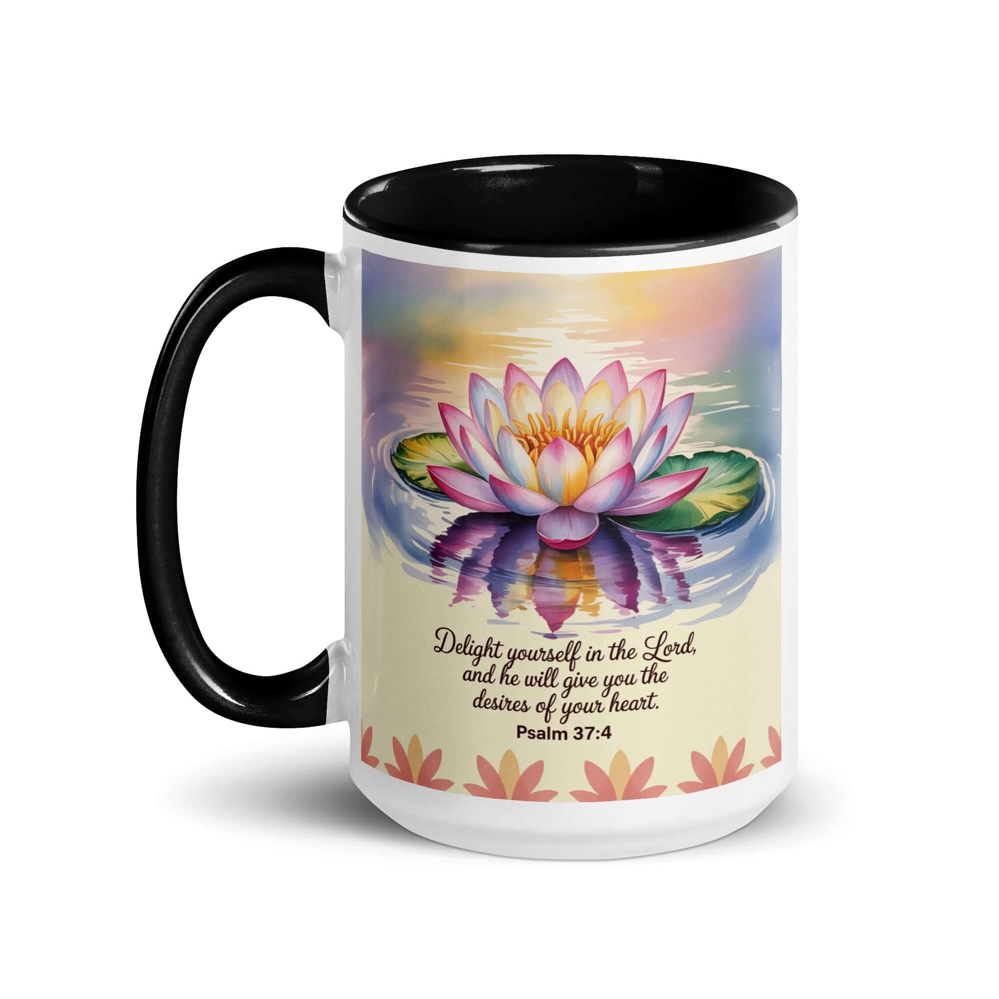 Psalm 37:4 Bible Verse, the Lord White Ceramic Mug with Color Inside